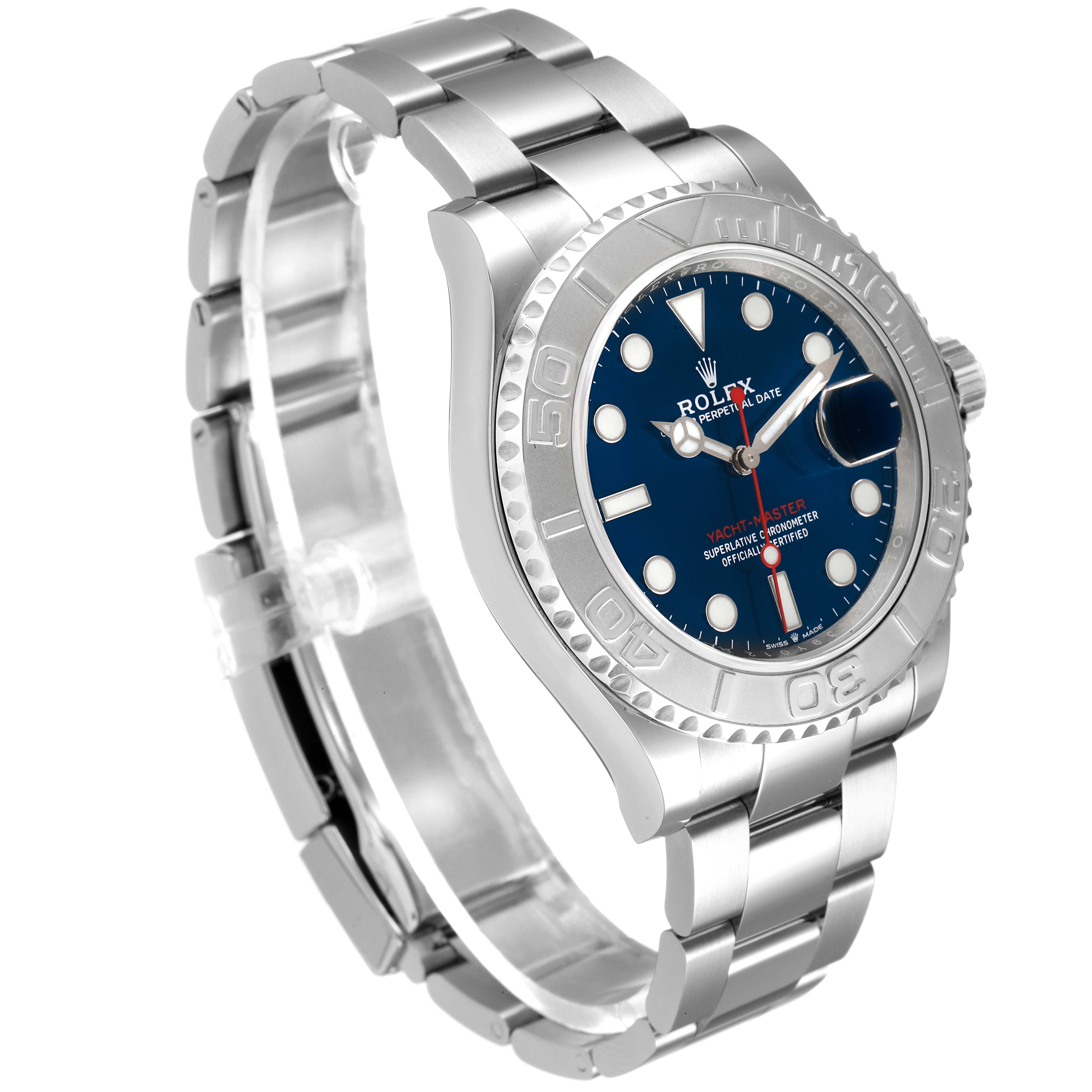 Rolex Yachtmaster Stainless Steel Platinum Blue Dial Watch 126622 Unworn