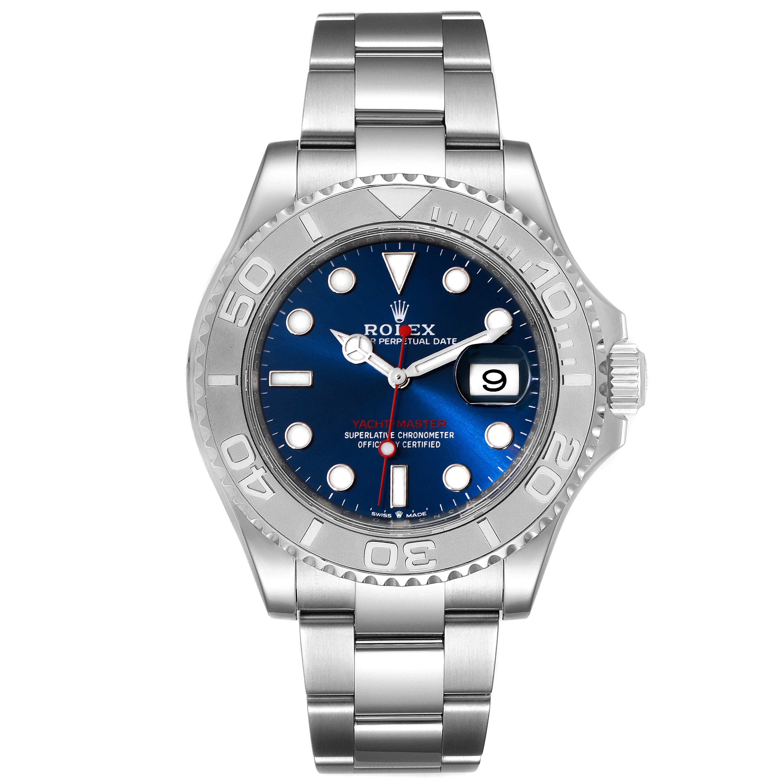 Rolex Yachtmaster Stainless Steel Platinum Blue Dial Watch 126622 Unworn