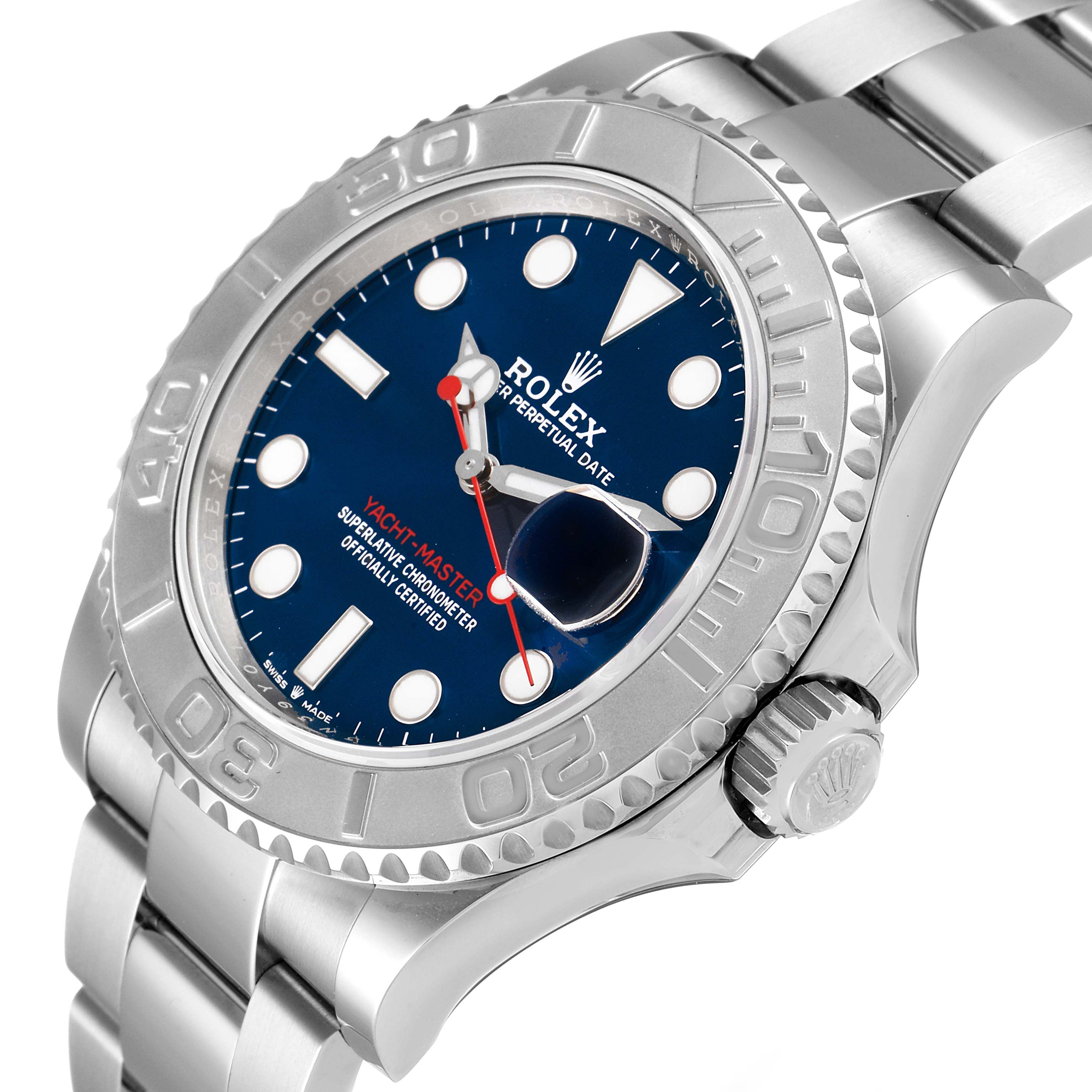 Rolex Yachtmaster Stainless Steel Platinum Blue Dial Watch 126622 Unworn