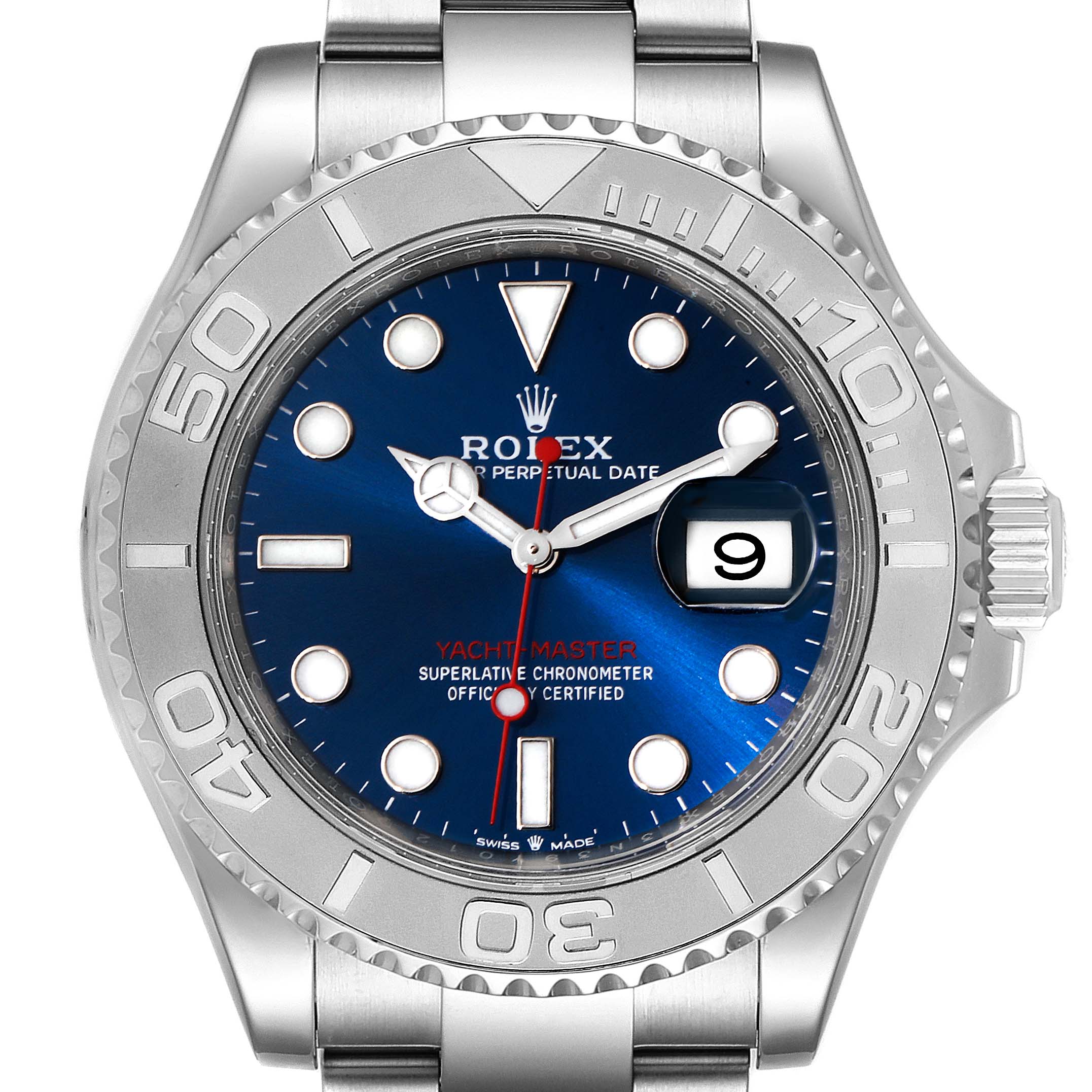 Rolex Yachtmaster Stainless Steel Platinum Blue Dial Watch 126622 Unworn