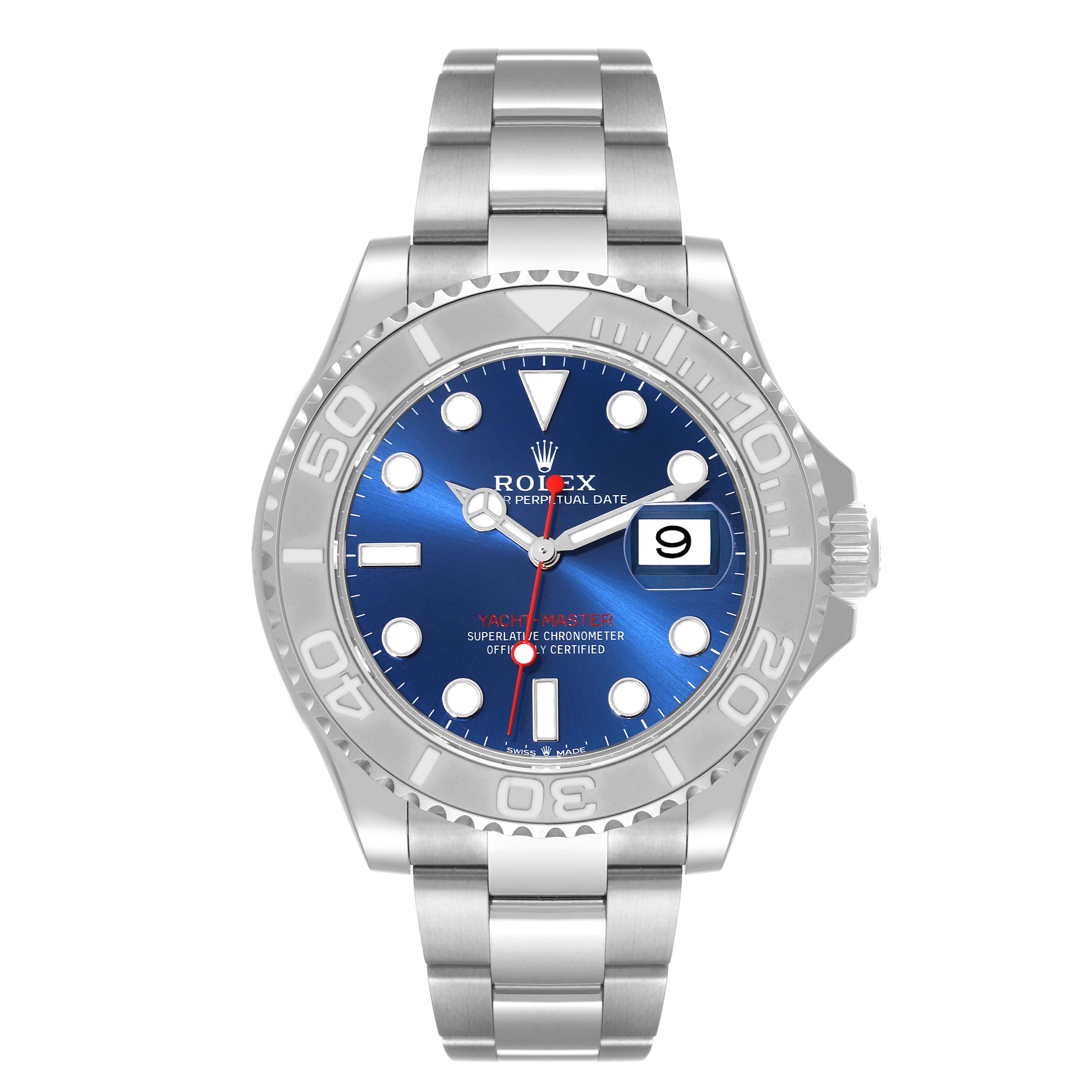 Rolex Yachtmaster Steel Platinum Blue Dial Mens Watch 126622 Unworn