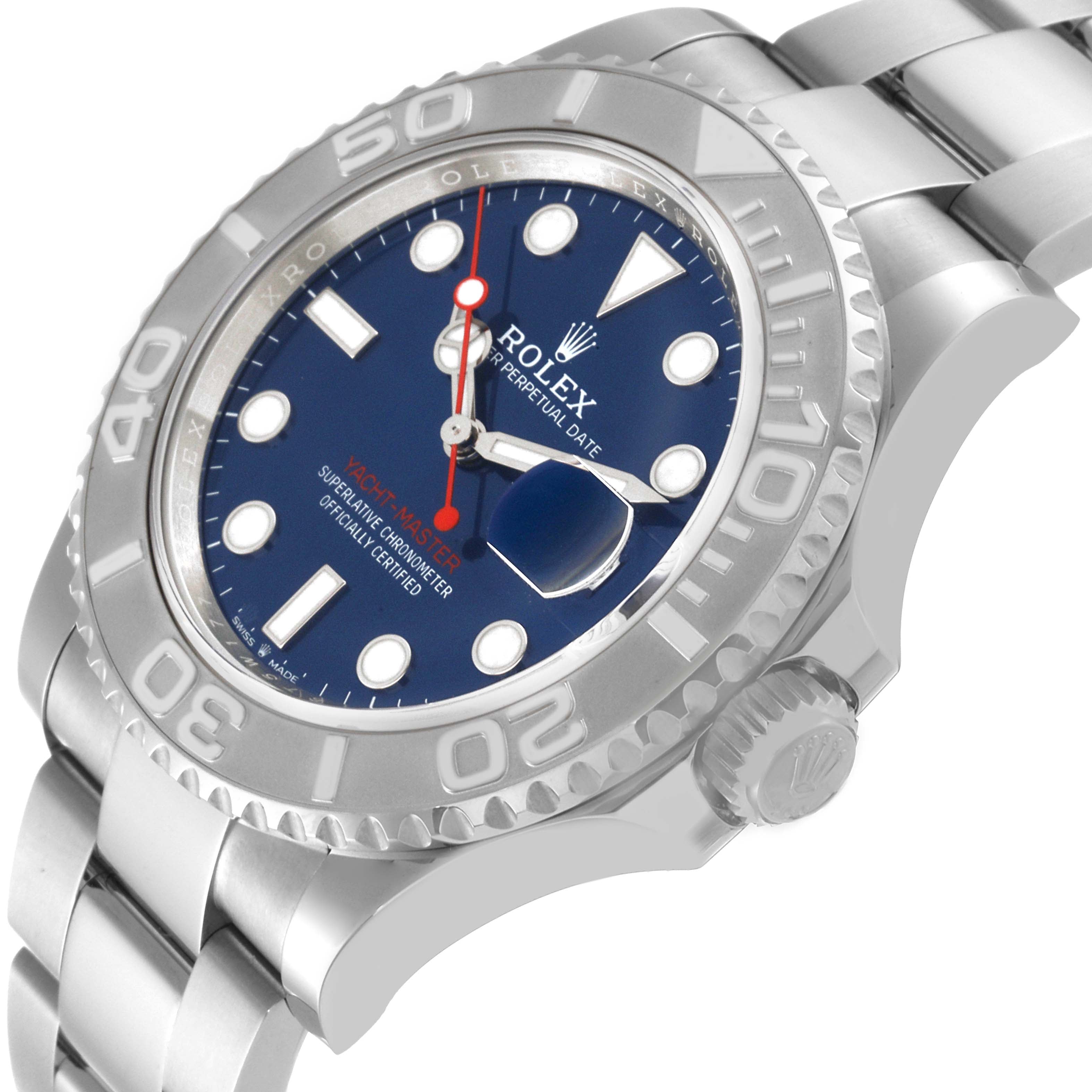 Rolex Yachtmaster Steel Platinum Blue Dial Mens Watch 126622 Unworn