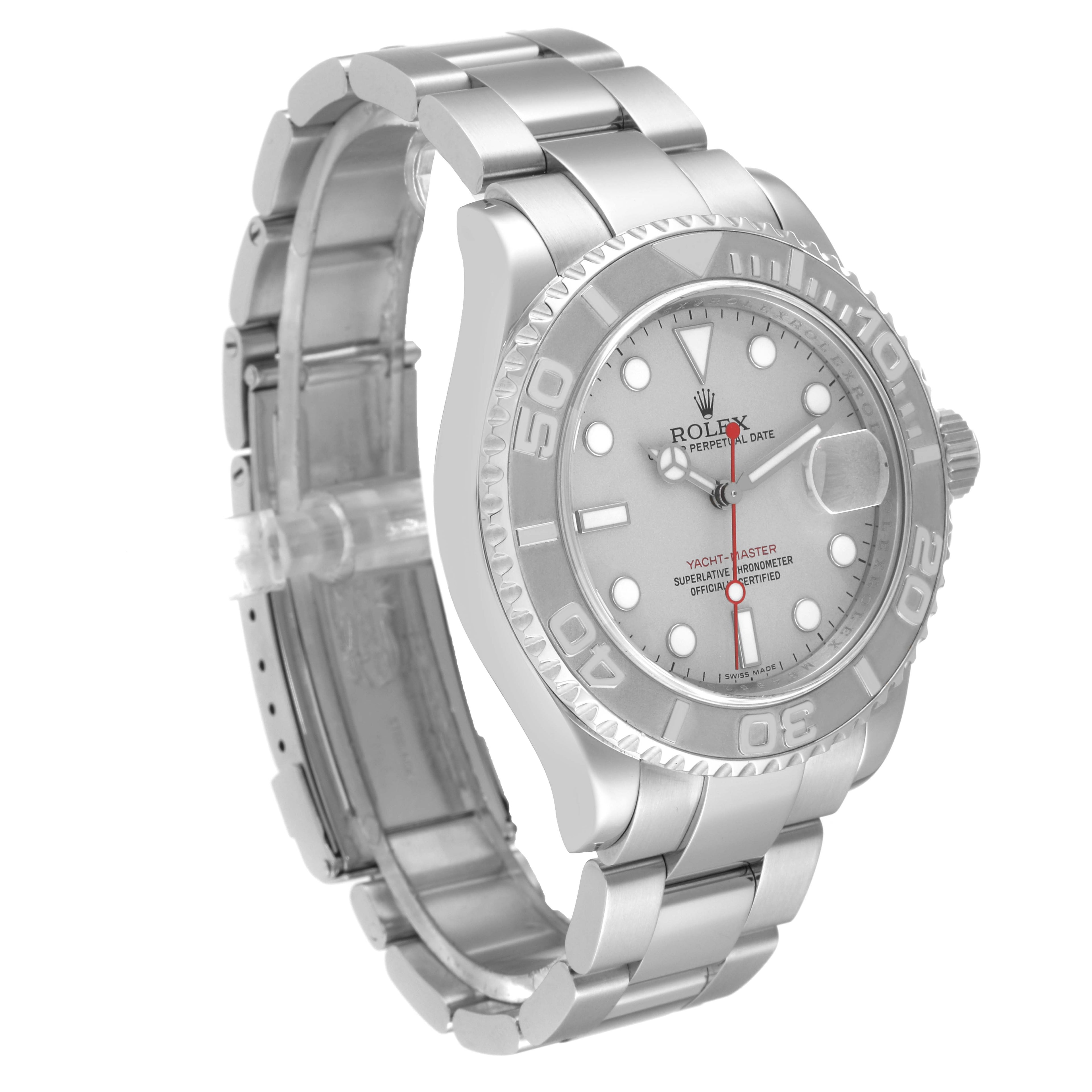 Rolex Yachtmaster Steel Platinum Dial Bezel Mens Watch 16622 Box Card