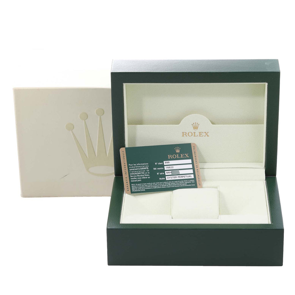Rolex Yachtmaster Steel Platinum Dial Bezel Mens Watch 16622 Box Card