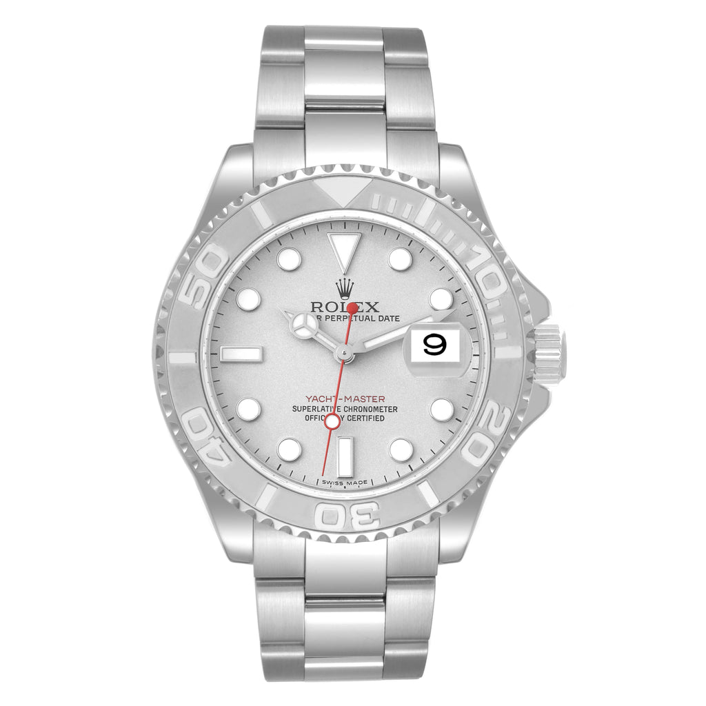 Rolex Yachtmaster Steel Platinum Dial Bezel Mens Watch 16622 Box Card