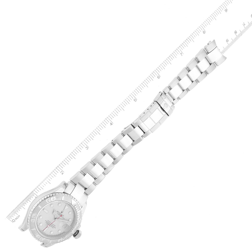 Rolex Yachtmaster Steel Platinum Dial Platinum Bezel Mens Watch 16622 Box Card