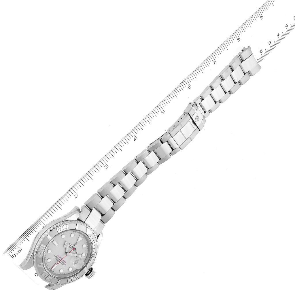 Rolex Yachtmaster Steel Platinum Dial Platinum Bezel Mens Watch 16622 Box Papers