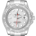 Rolex Yachtmaster Steel Platinum Dial Platinum Bezel Mens Watch 16622 Box Papers