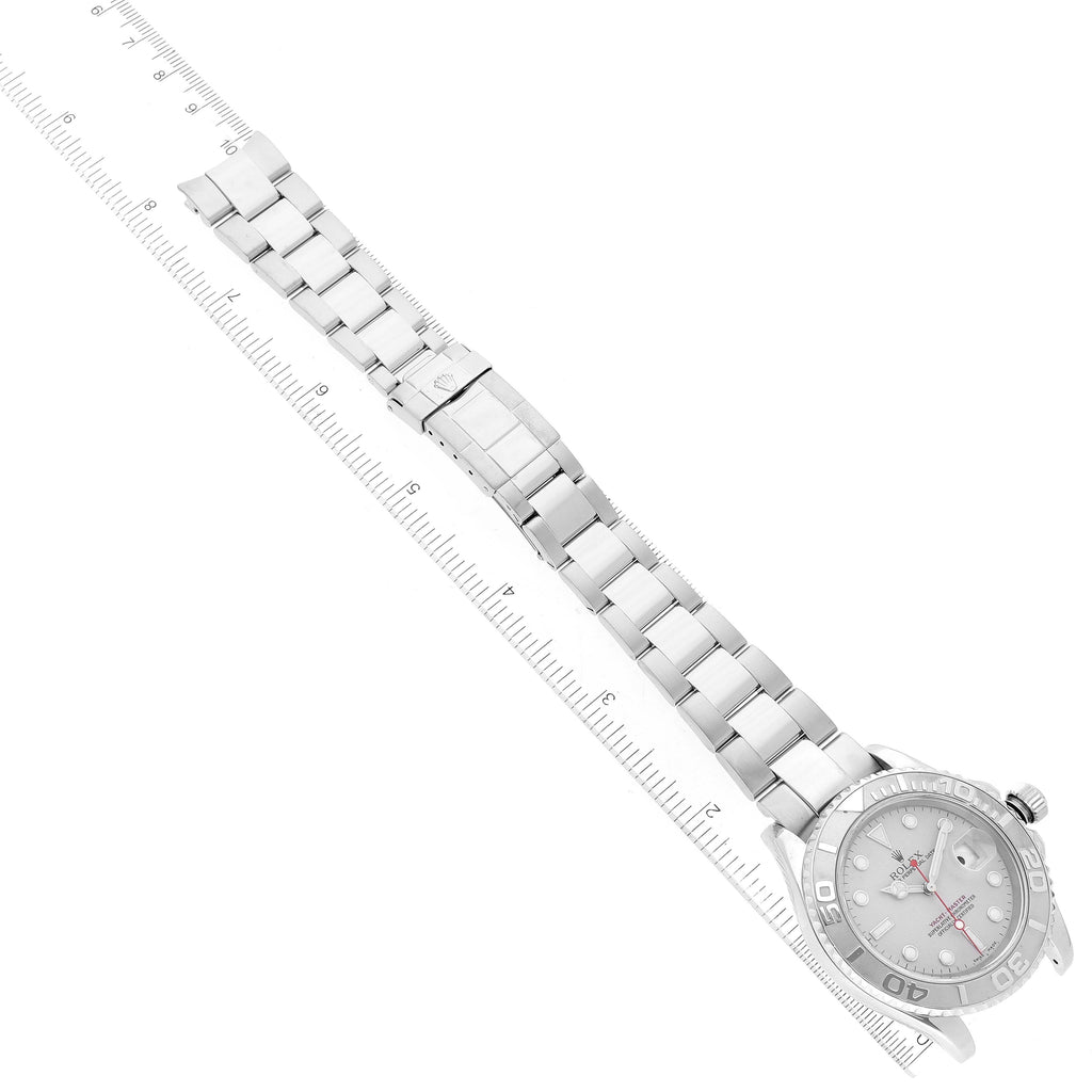Rolex Yachtmaster Steel Platinum Dial Bezel Mens Watch 16622 Box Papers