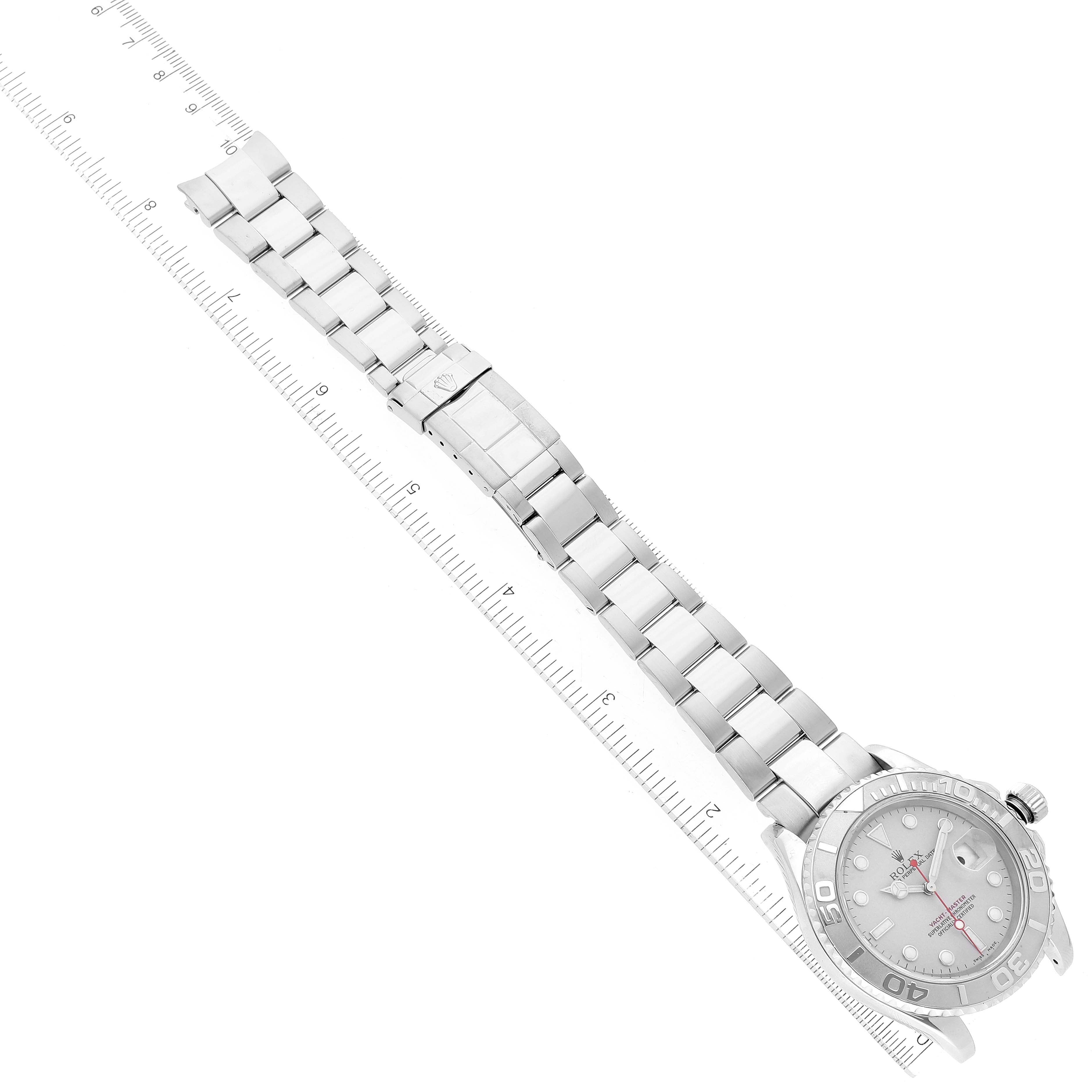 Rolex Yachtmaster Steel Platinum Dial Bezel Mens Watch 16622 Box Papers