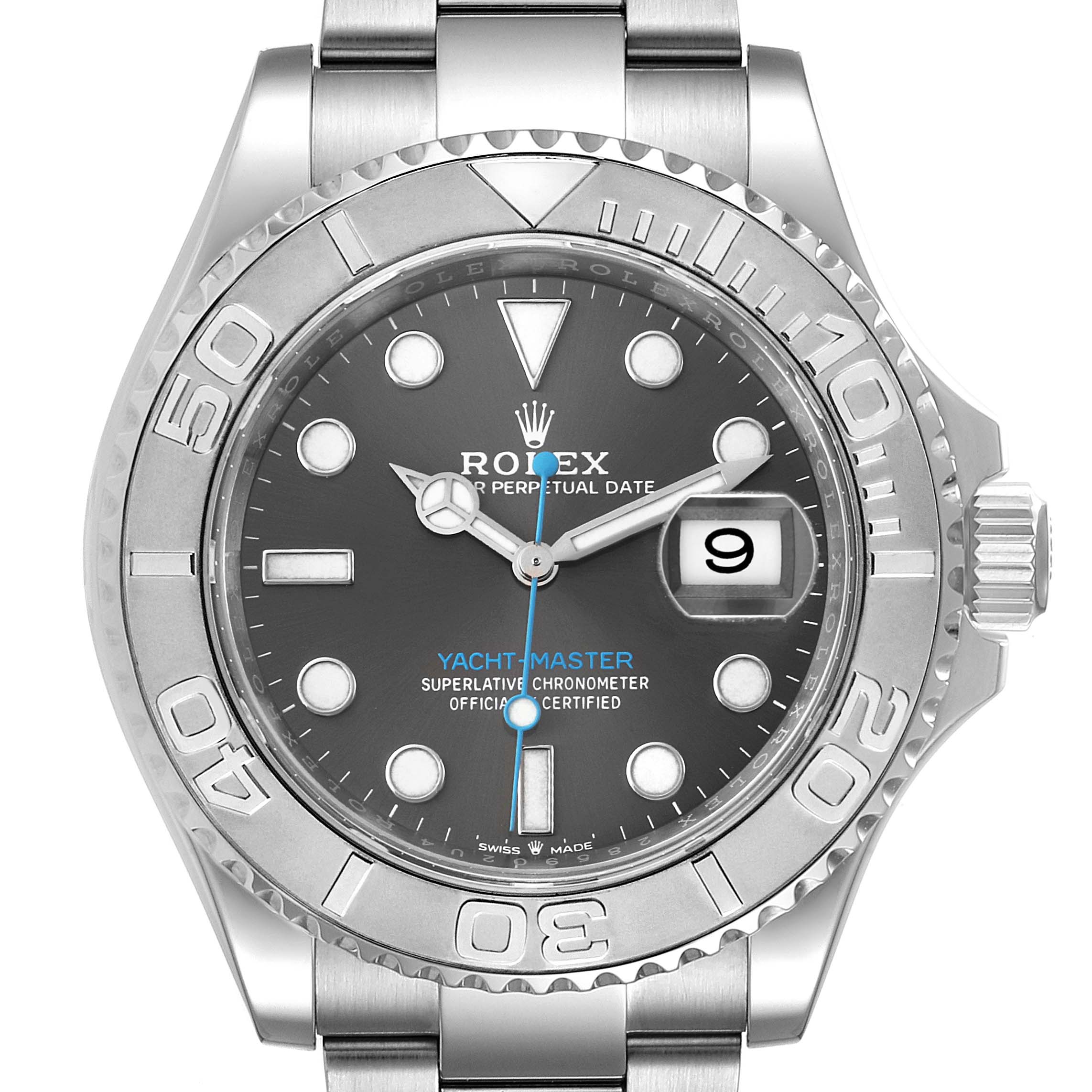 Rolex Yachtmaster Steel Platinum Rhodium Dial Mens Watch 126622 Box Card
