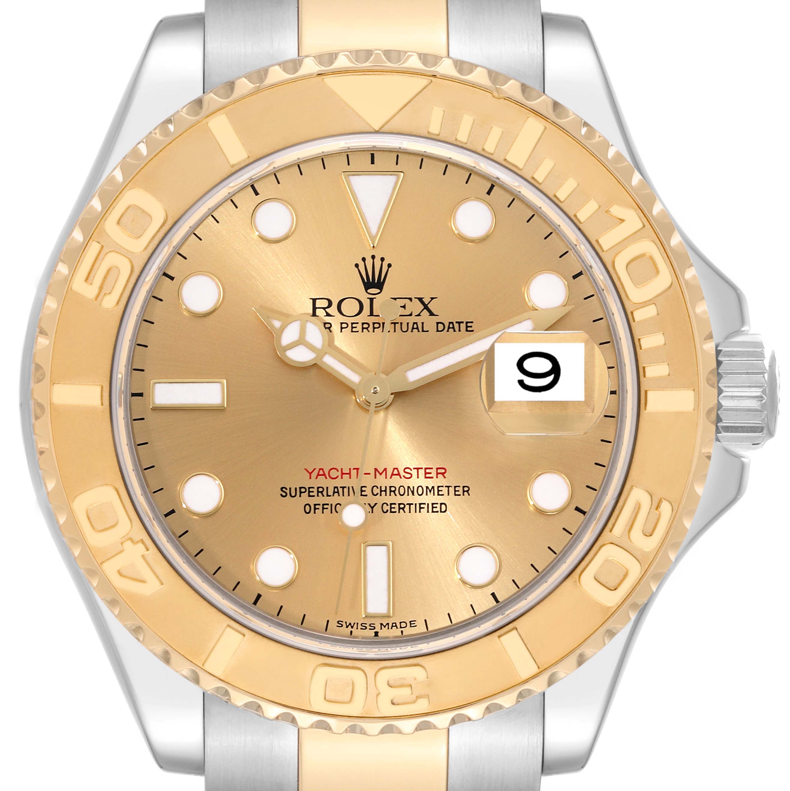 Rolex Yachtmaster Steel Yellow Gold Champagne Dial Mens Watch 16623 Box Card