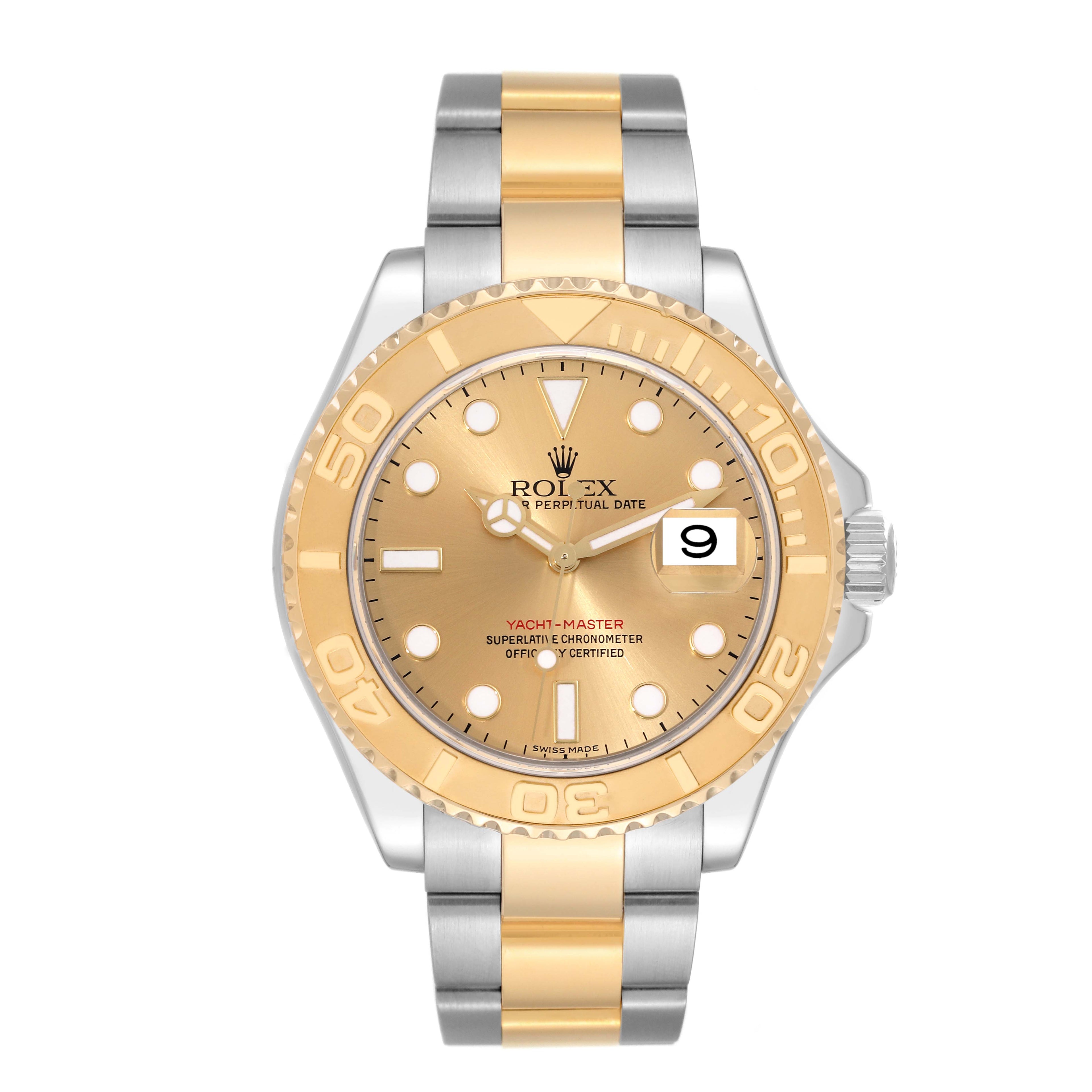 Rolex Yachtmaster Steel Yellow Gold Champagne Dial Mens Watch 16623 Box Card