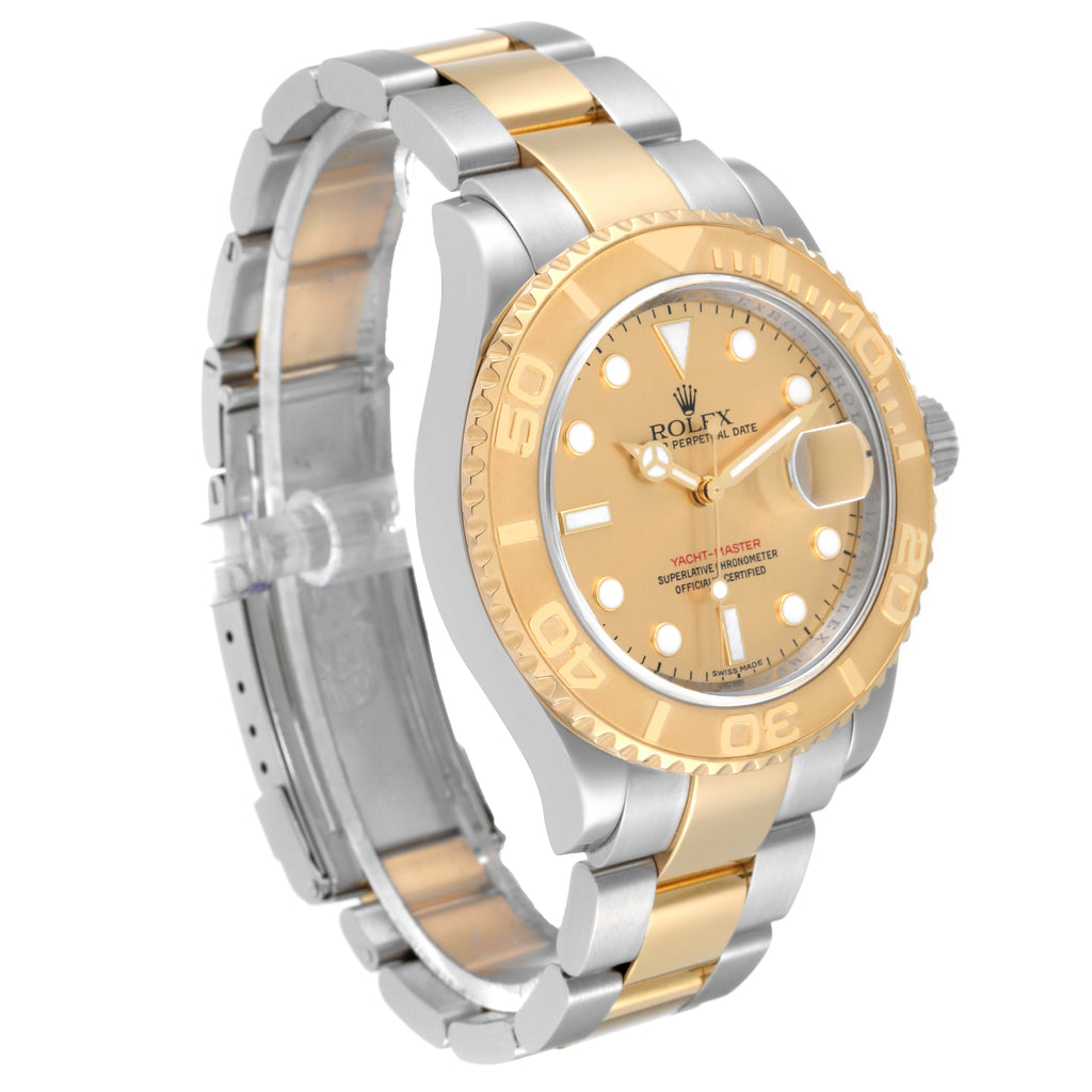 Rolex Yachtmaster Steel Yellow Gold Champagne Dial Mens Watch 16623 Box Card