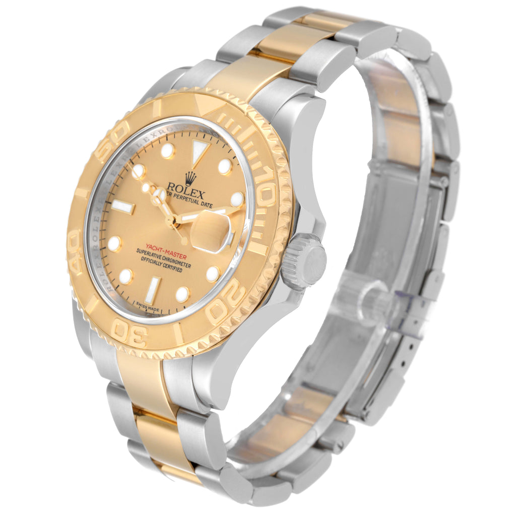 Rolex Yachtmaster Steel Yellow Gold Champagne Dial Mens Watch 16623 Box Card