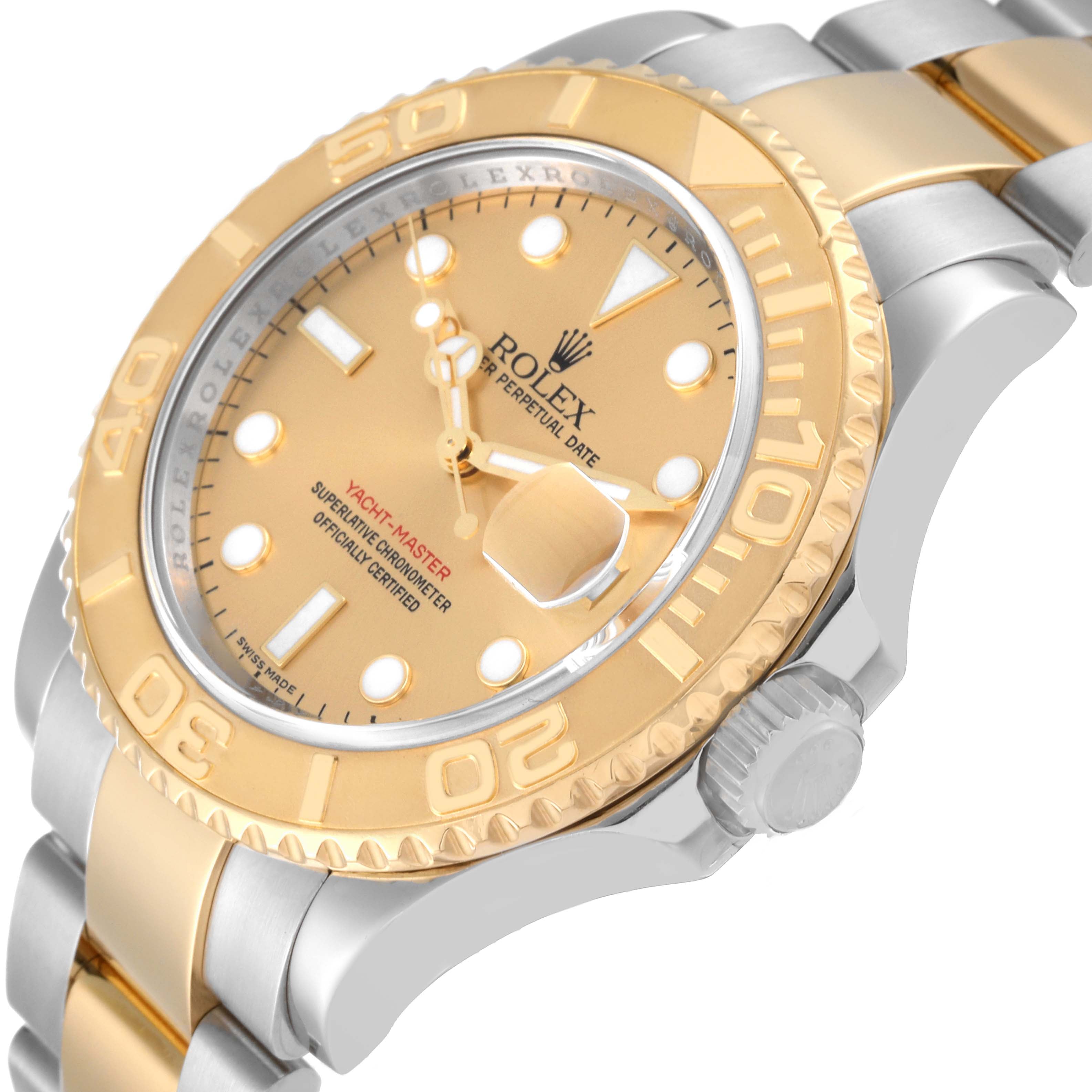 Rolex Yachtmaster Steel Yellow Gold Champagne Dial Mens Watch 16623 Box Card