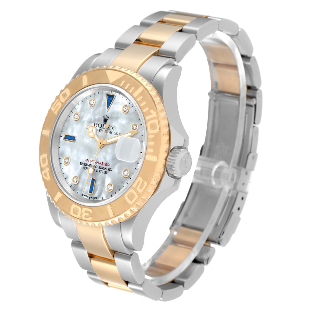 Rolex Yachtmaster Steel Yellow Gold Diamond Sapphire Serti Mens Watch 16623