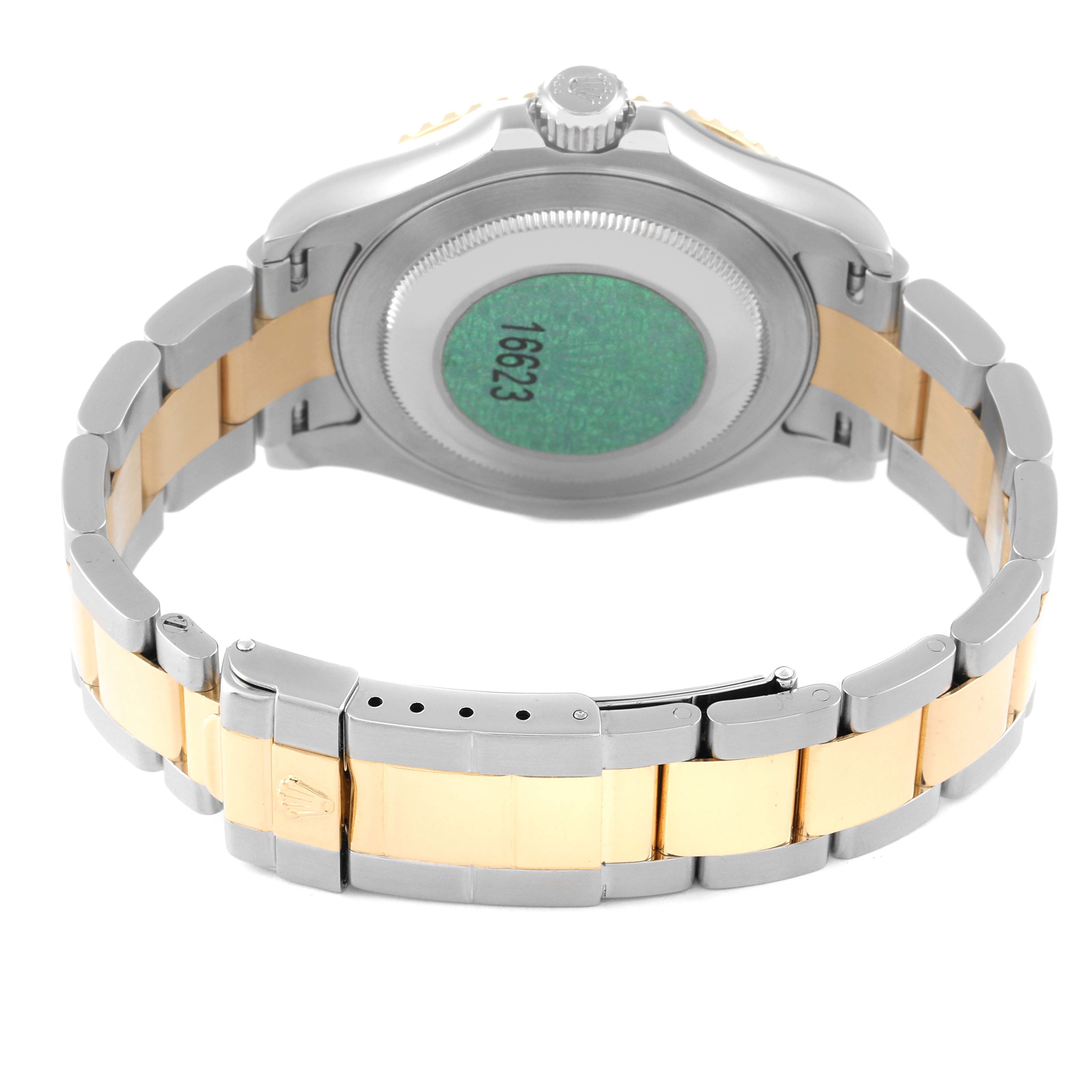 Rolex Yachtmaster Steel Yellow Gold Diamond Sapphire Serti Mens Watch 16623