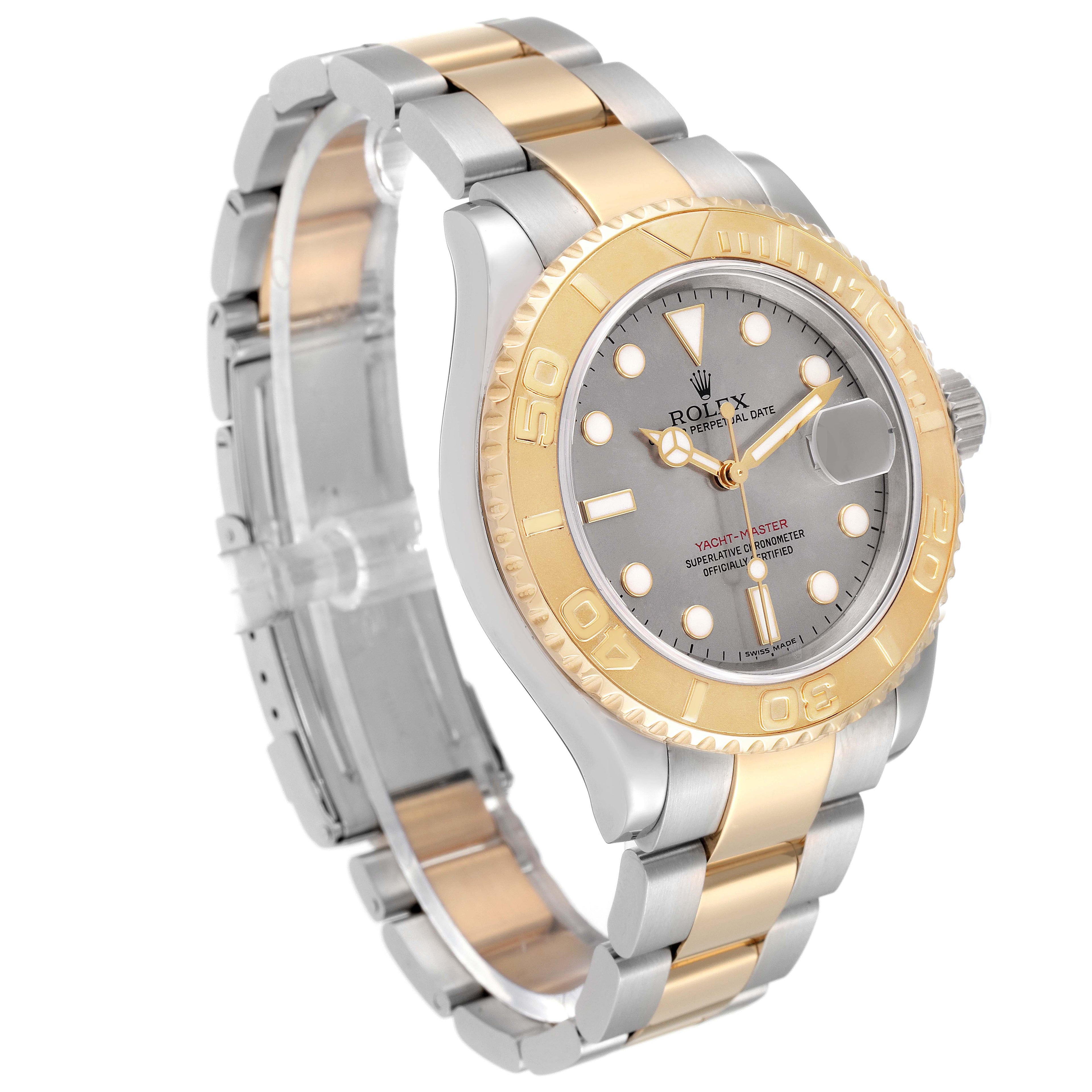 Rolex Yachtmaster Steel Yellow Gold Slate Dial Mens Watch 16623 Box Papers