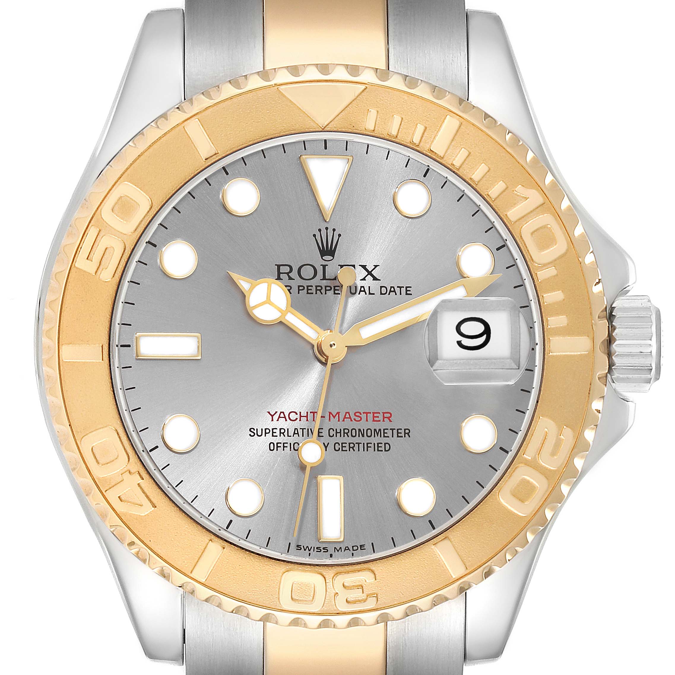 Rolex Yachtmaster Steel Yellow Gold Slate Dial Mens Watch 16623 Box Papers