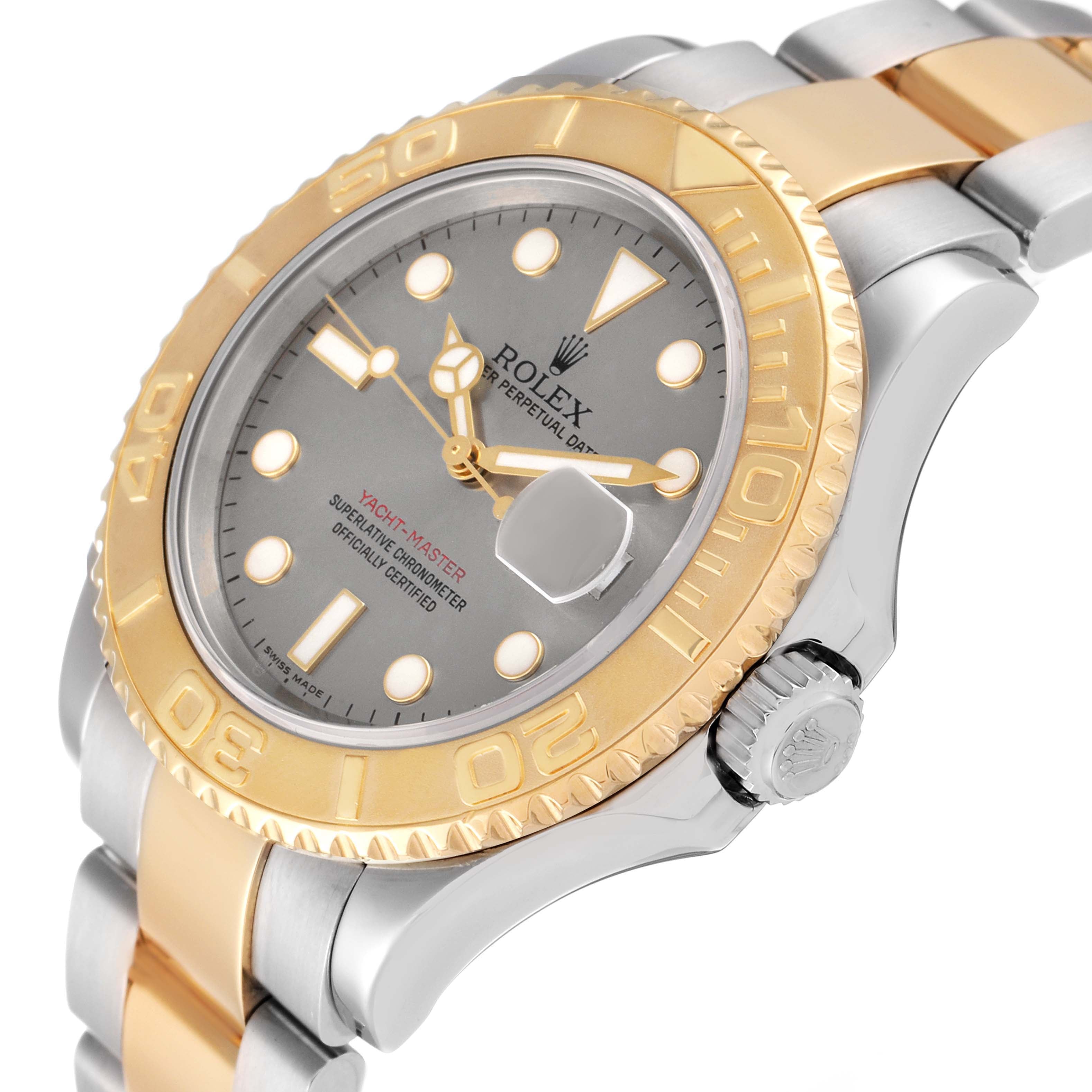 Rolex Yachtmaster Steel Yellow Gold Slate Dial Mens Watch 16623 Box Papers
