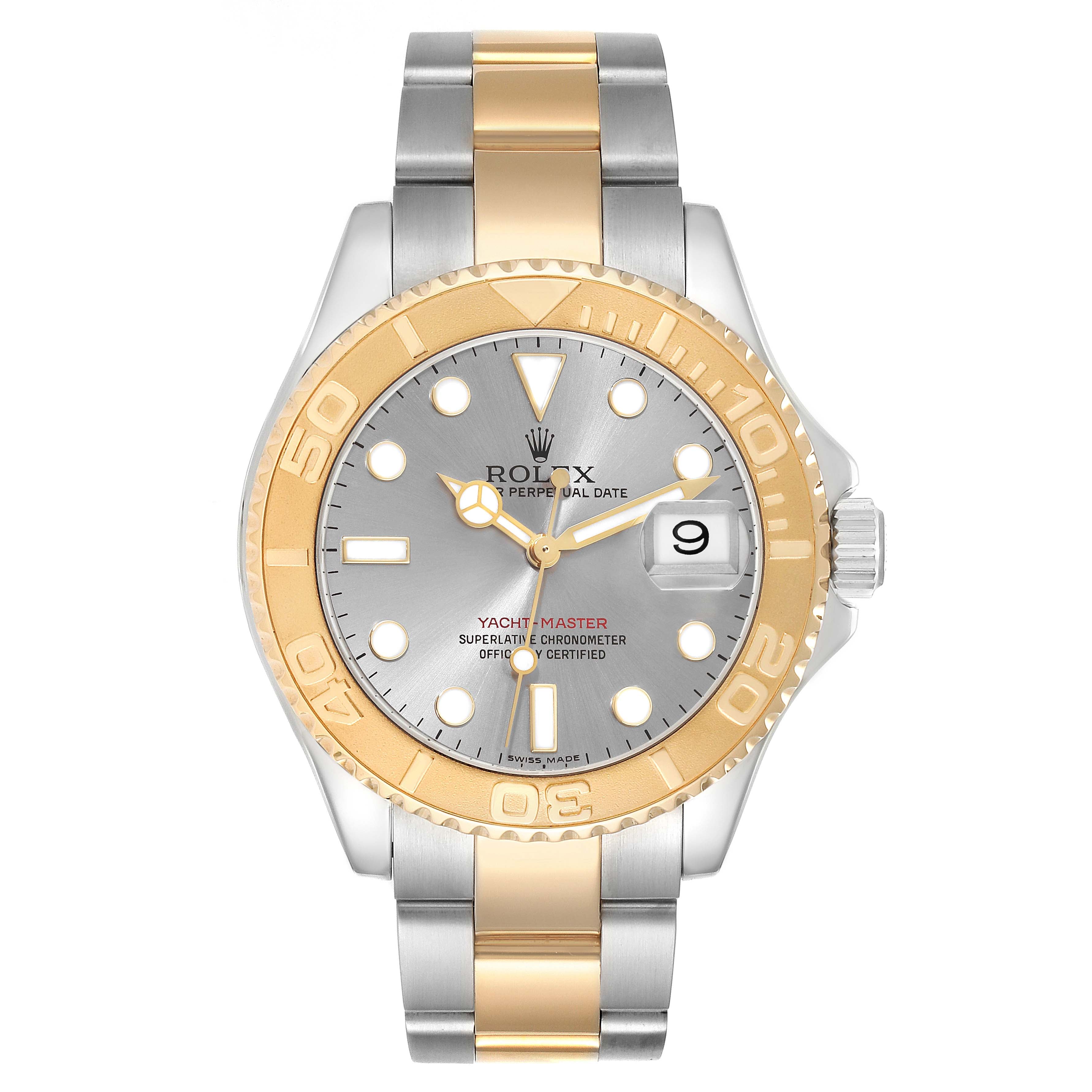 Rolex Yachtmaster Steel Yellow Gold Slate Dial Mens Watch 16623 Box Papers