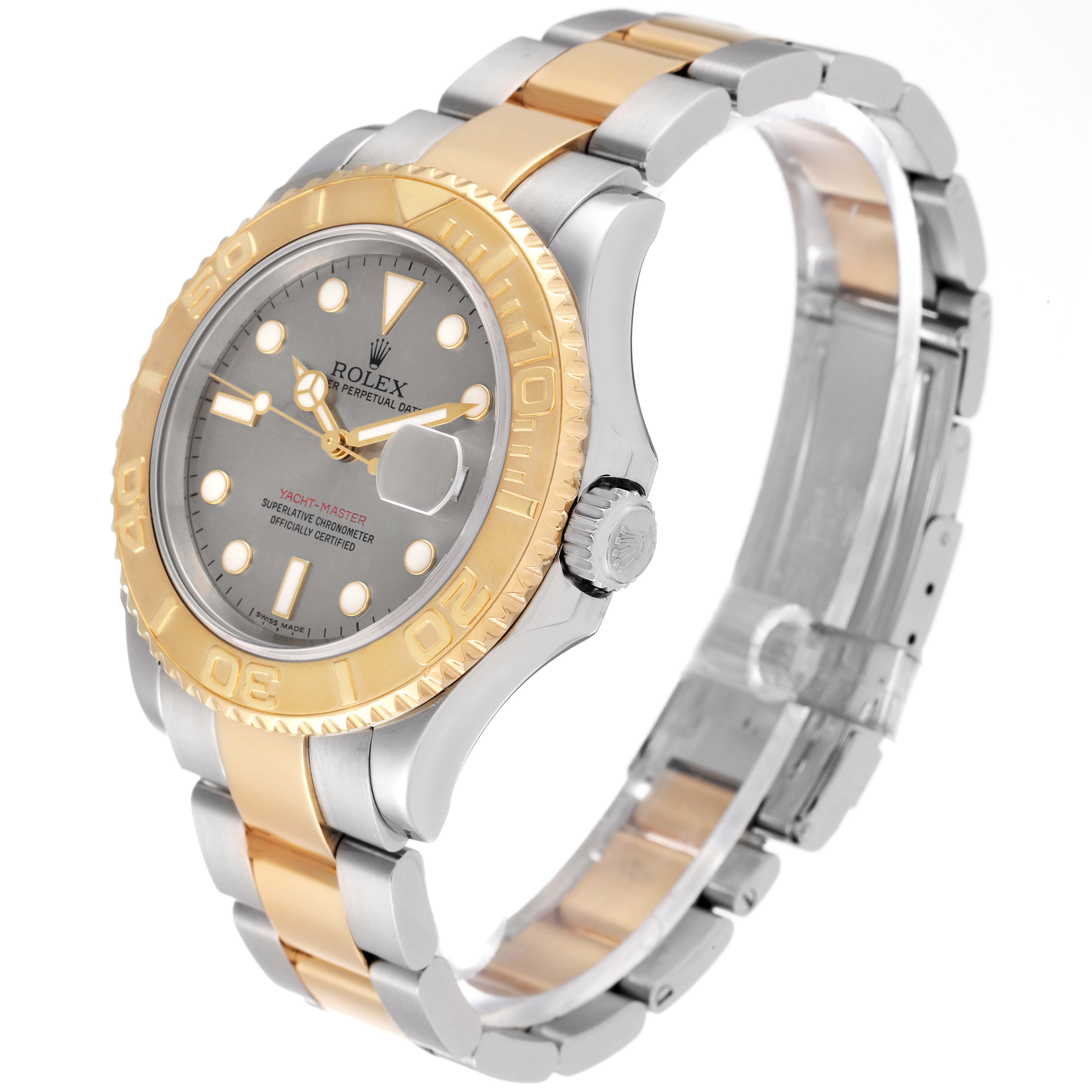 Rolex Yachtmaster Steel Yellow Gold Slate Dial Mens Watch 16623 Box Papers