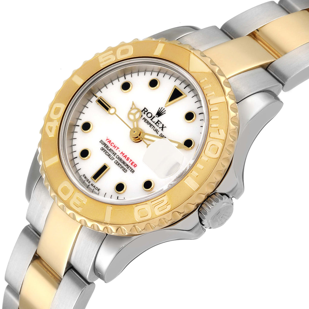 Rolex Yachtmaster White Dial Steel Yellow Gold Ladies Watch 169623 Box Papers