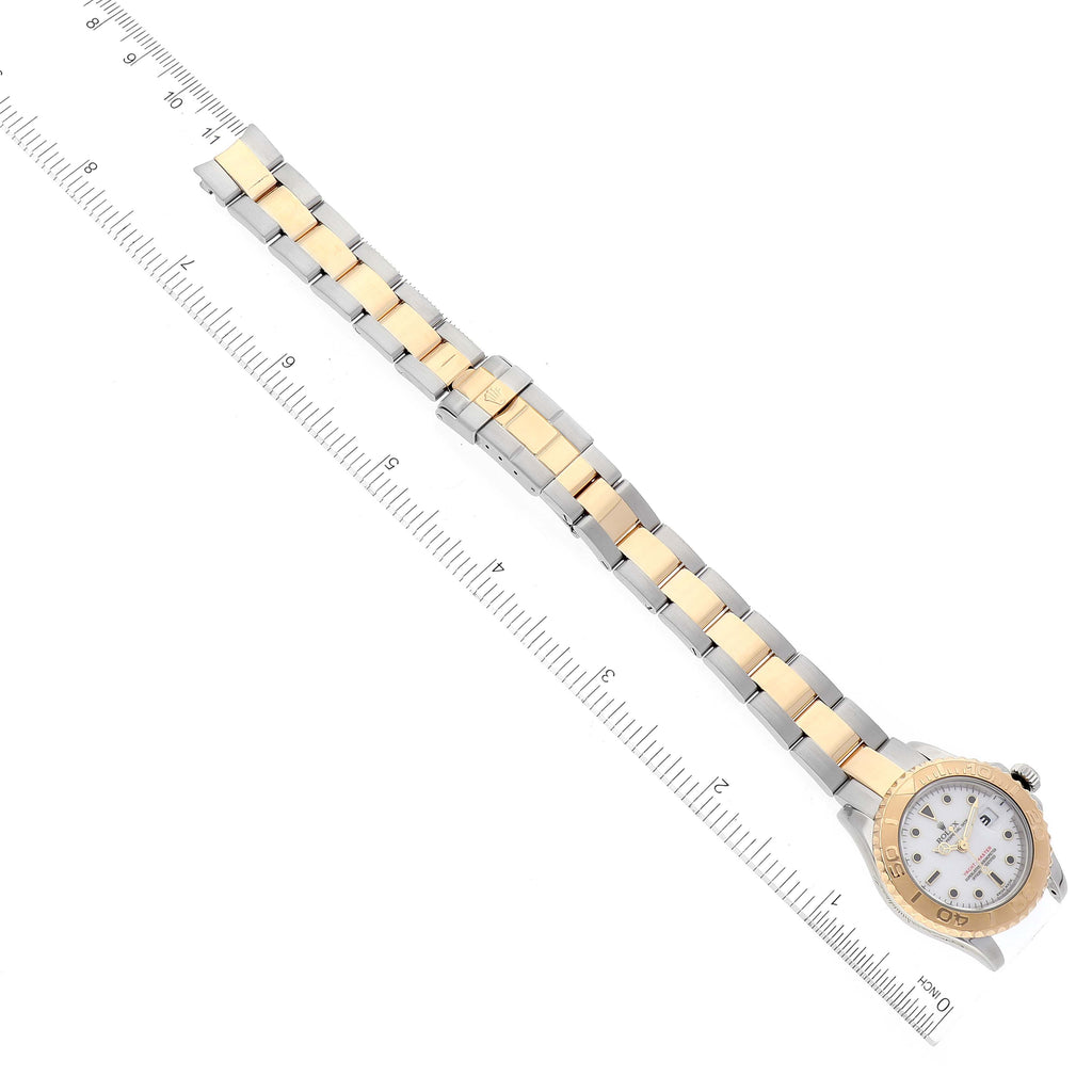 Rolex Yachtmaster White Dial Steel Yellow Gold Ladies Watch 169623 Box Papers