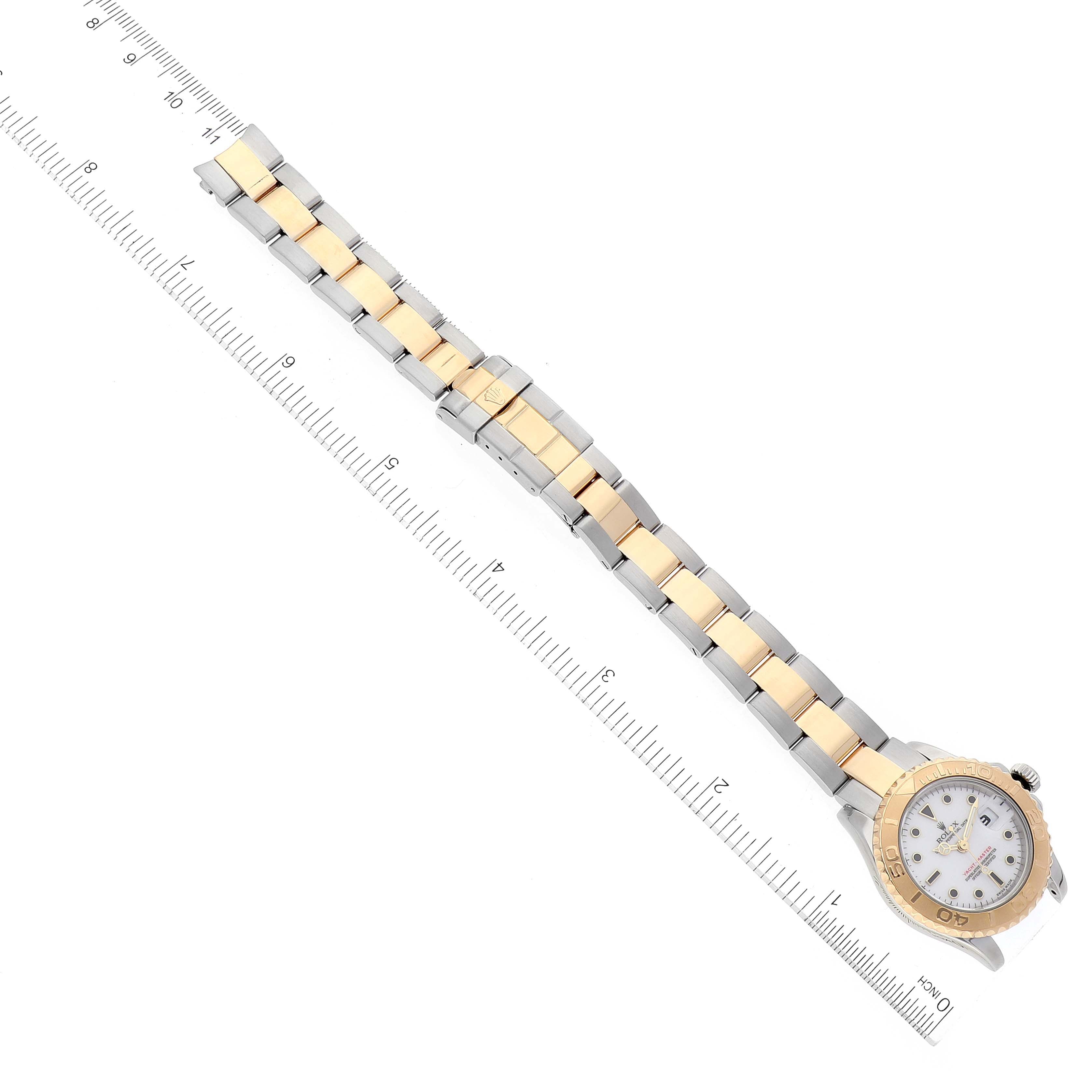 Rolex Yachtmaster White Dial Steel Yellow Gold Ladies Watch 169623 Box Papers