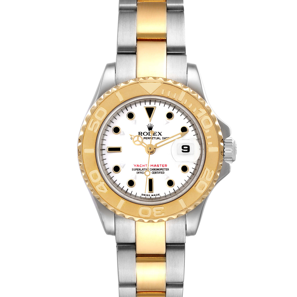 Rolex Yachtmaster White Dial Steel Yellow Gold Ladies Watch 169623 Box Papers