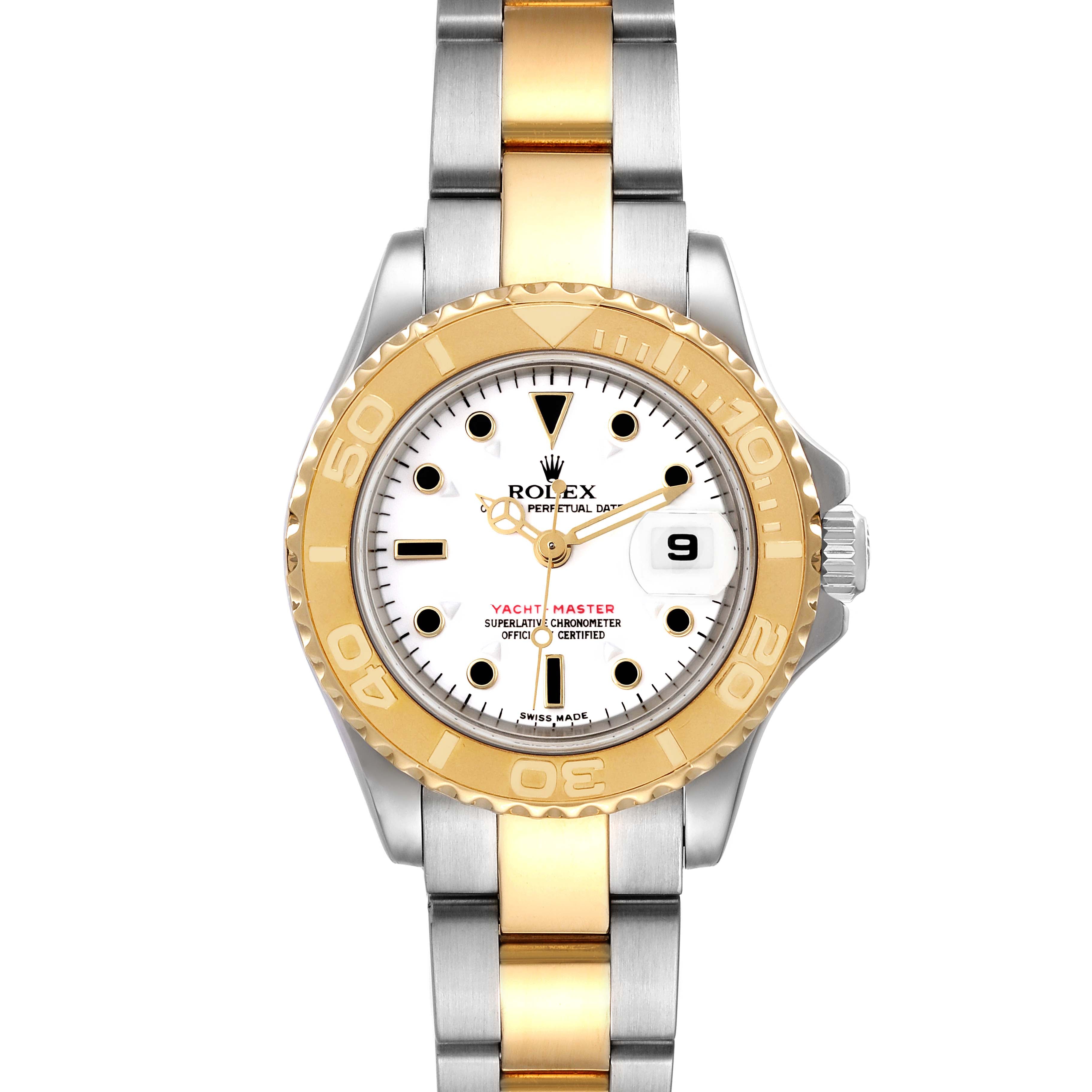 Rolex Yachtmaster White Dial Steel Yellow Gold Ladies Watch 169623 Box Papers