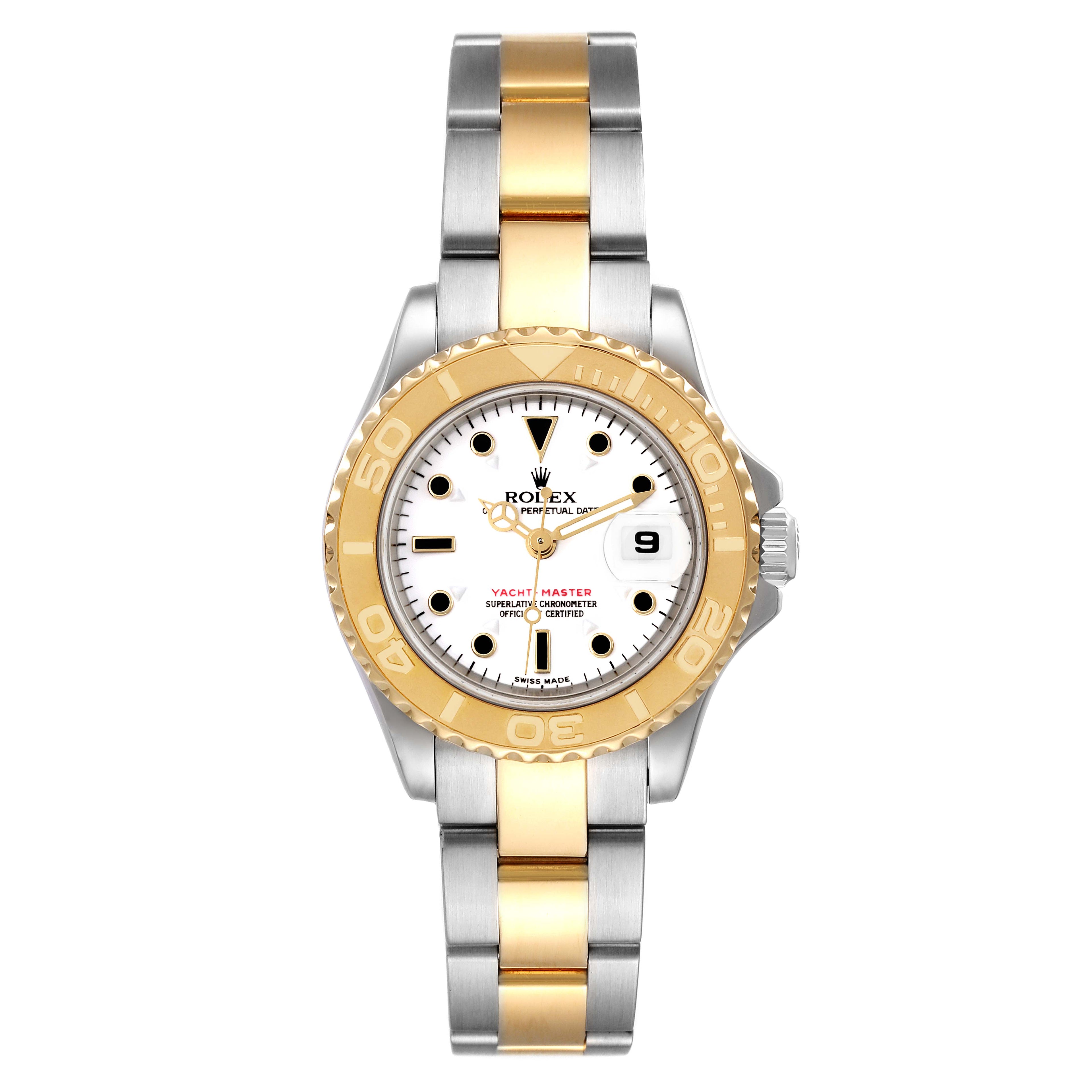 Rolex Yachtmaster White Dial Steel Yellow Gold Ladies Watch 169623 Box Papers