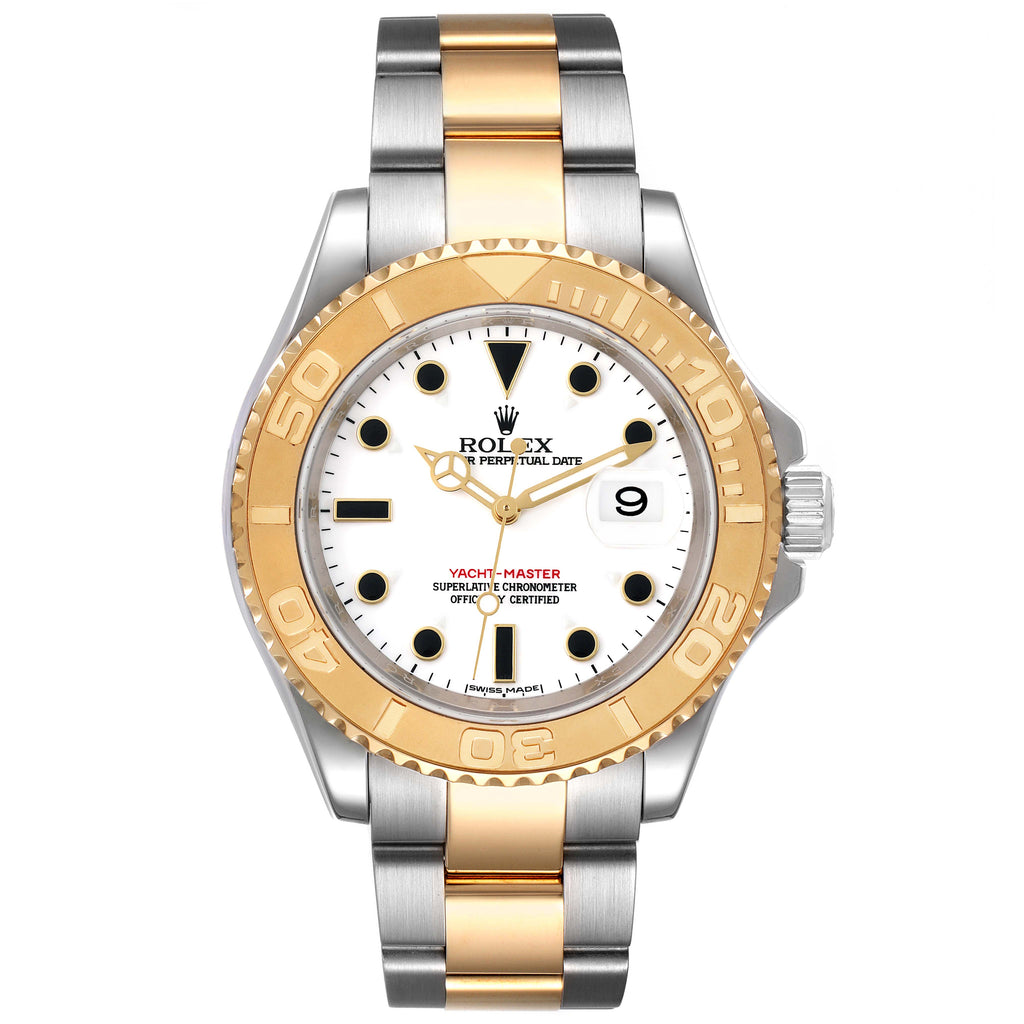Rolex Yachtmaster White Dial Steel Yellow Gold Mens Watch 16623 Box Card