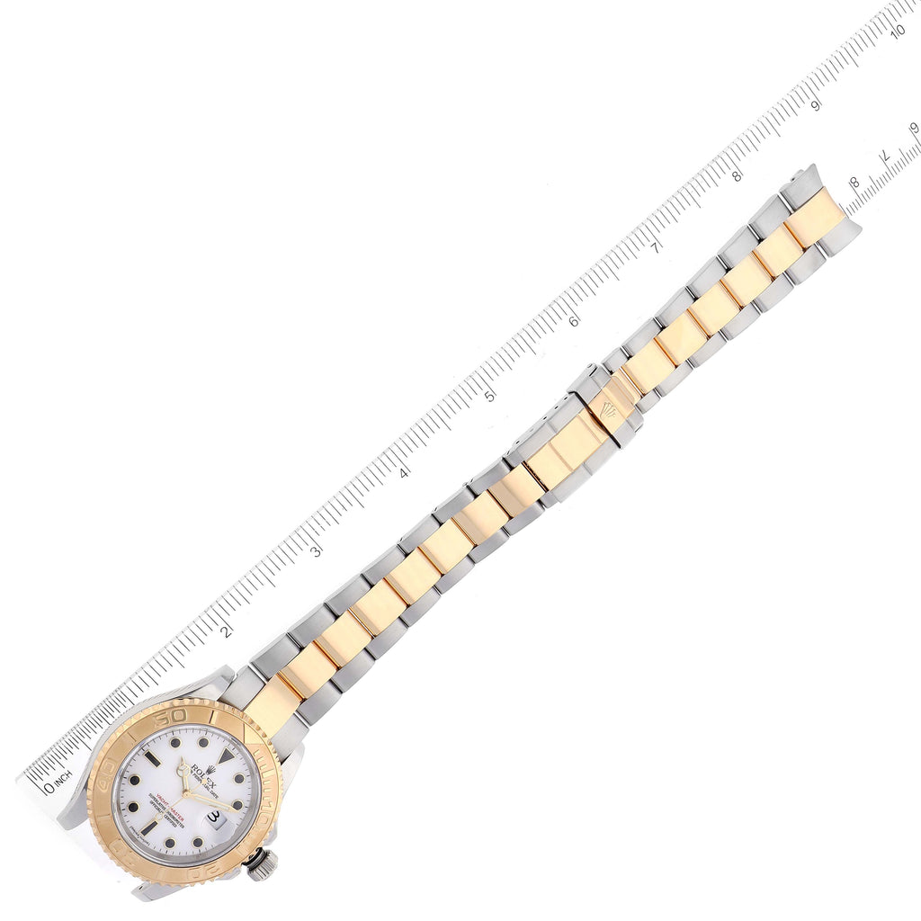 Rolex Yachtmaster White Dial Steel Yellow Gold Mens Watch 16623 Box Card