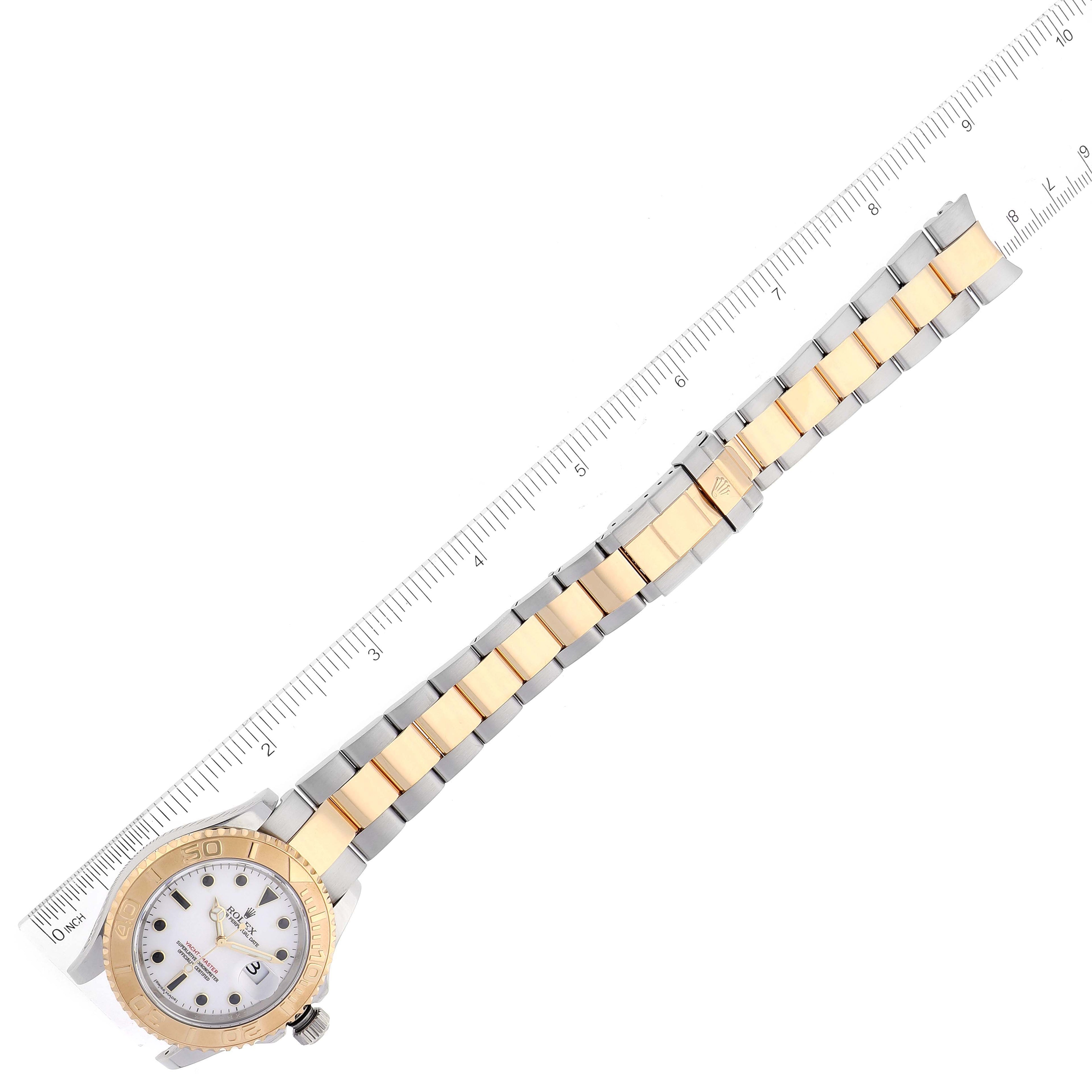 Rolex Yachtmaster White Dial Steel Yellow Gold Mens Watch 16623 Box Card