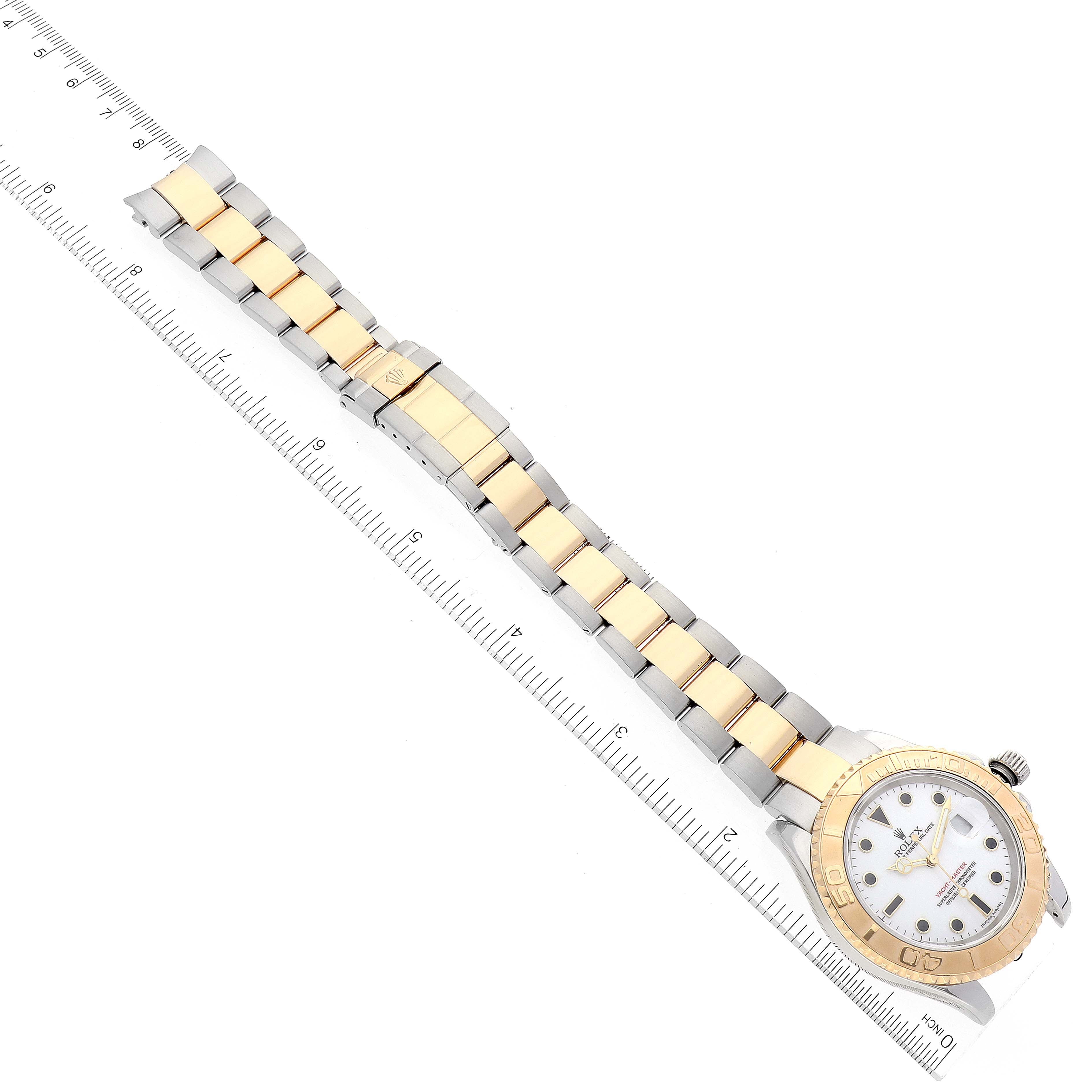 Rolex Yachtmaster White Dial Steel Yellow Gold Mens Watch 16623 Box Papers