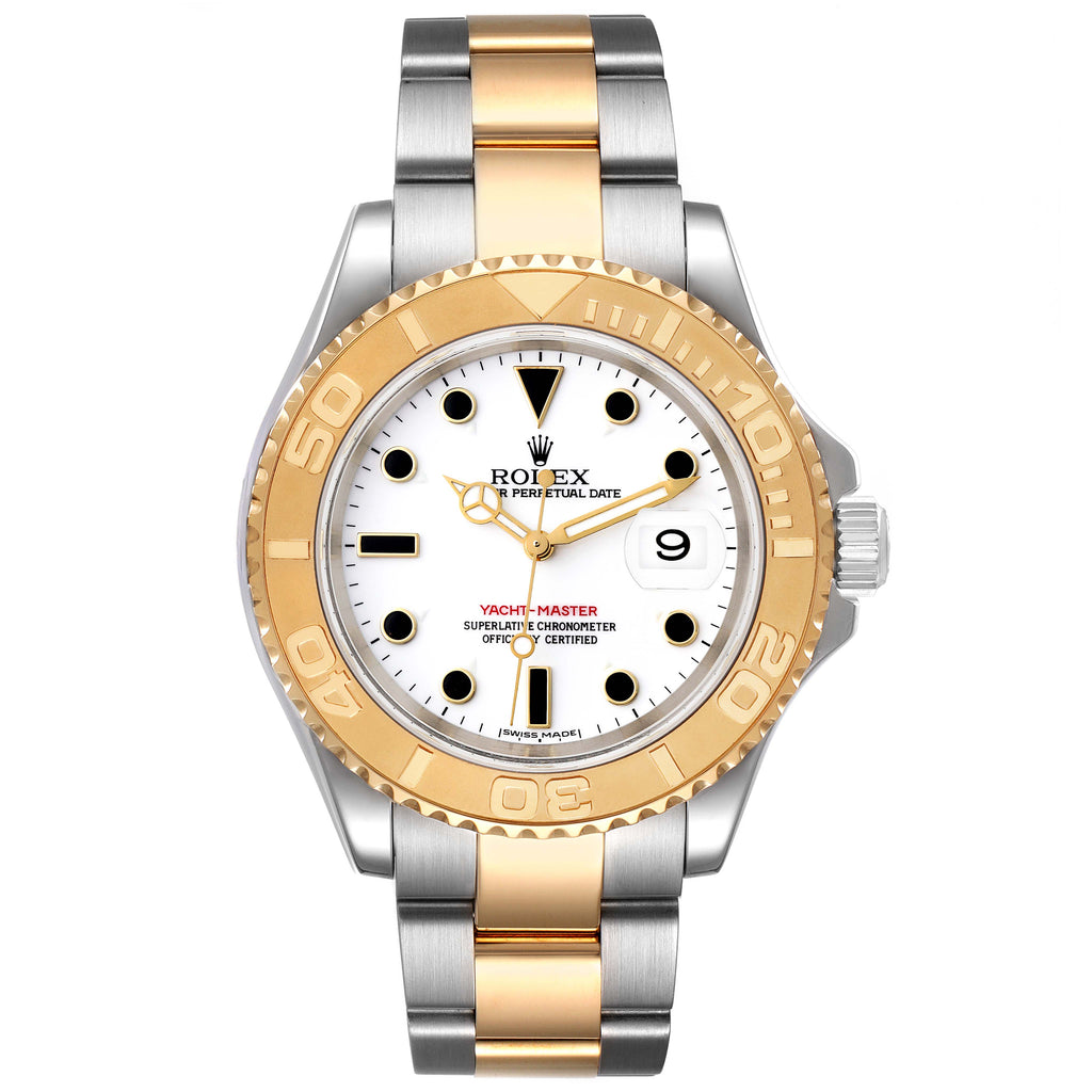 Rolex Yachtmaster White Dial Steel Yellow Gold Mens Watch 16623 Box Papers