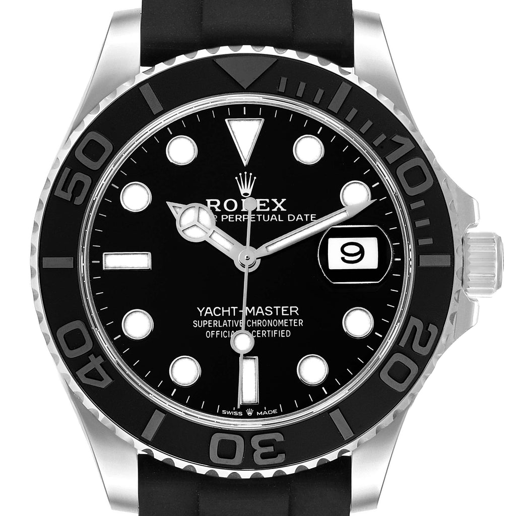Rolex Yachtmaster White Gold Oysterflex Bracelet Mens Watch 226659 Box Card STRAP CHANGE