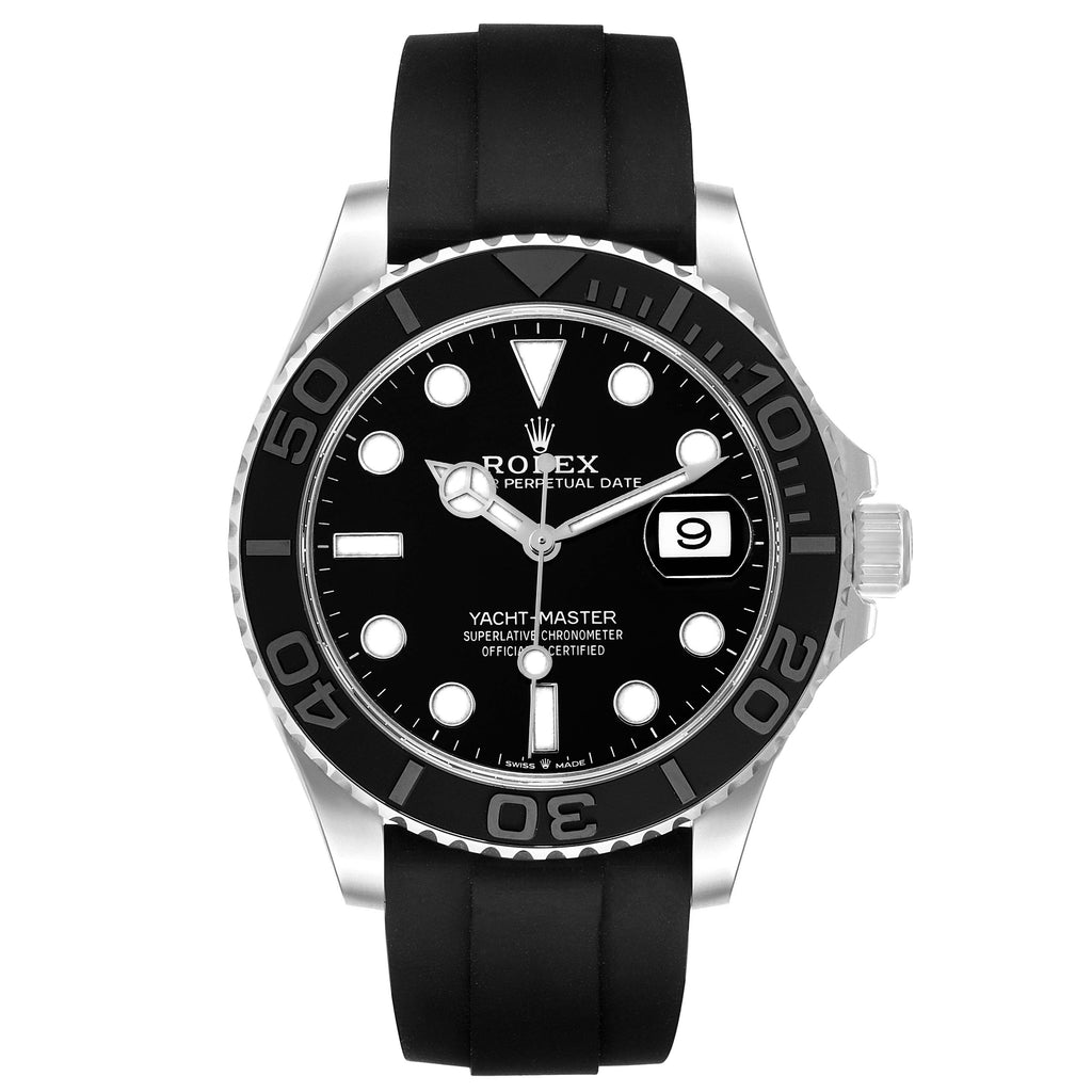 Rolex Yachtmaster White Gold Oysterflex Bracelet Mens Watch 226659 Box Card STRAP CHANGE