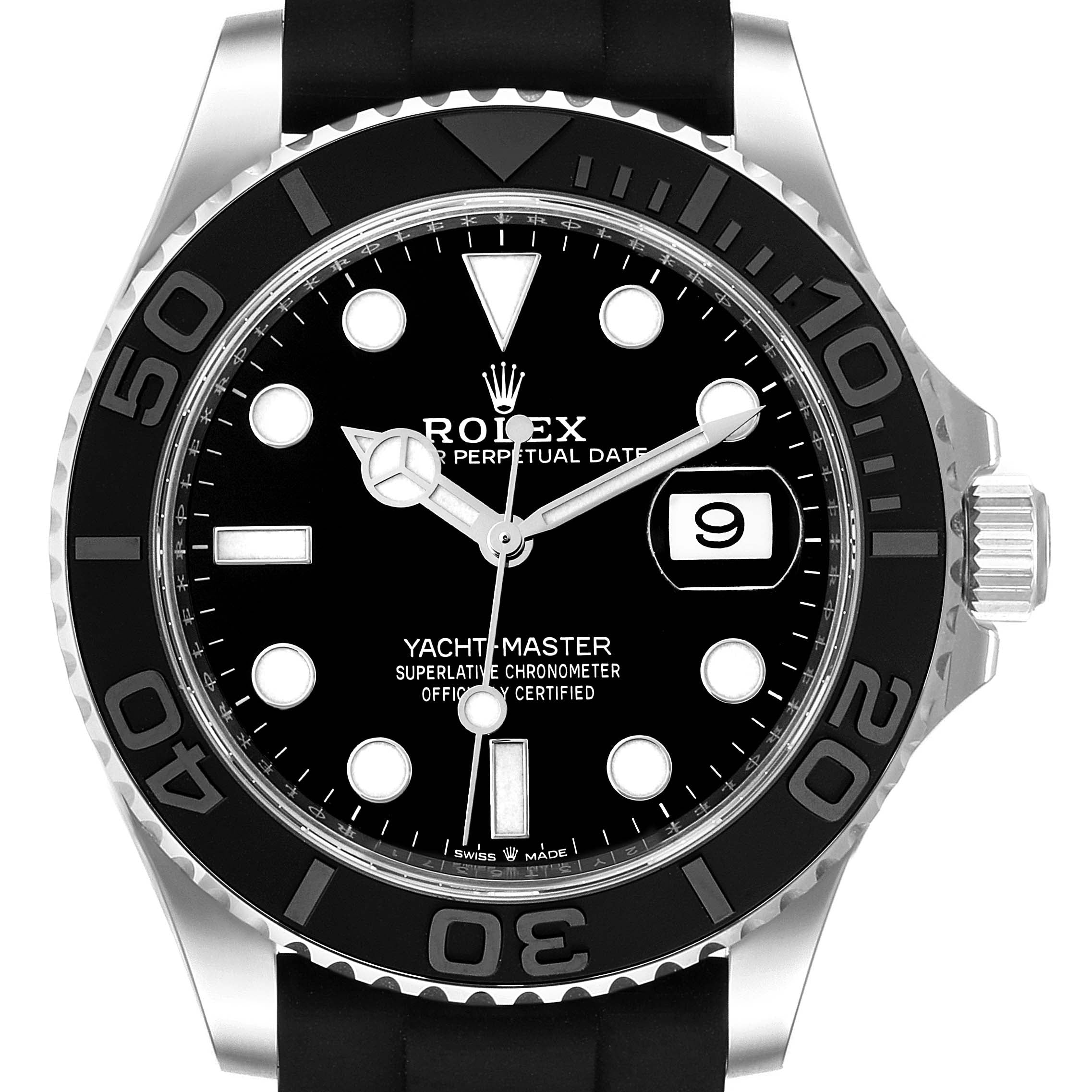 Rolex Yachtmaster White Gold Oysterflex Bracelet Watch 226659 Box Card