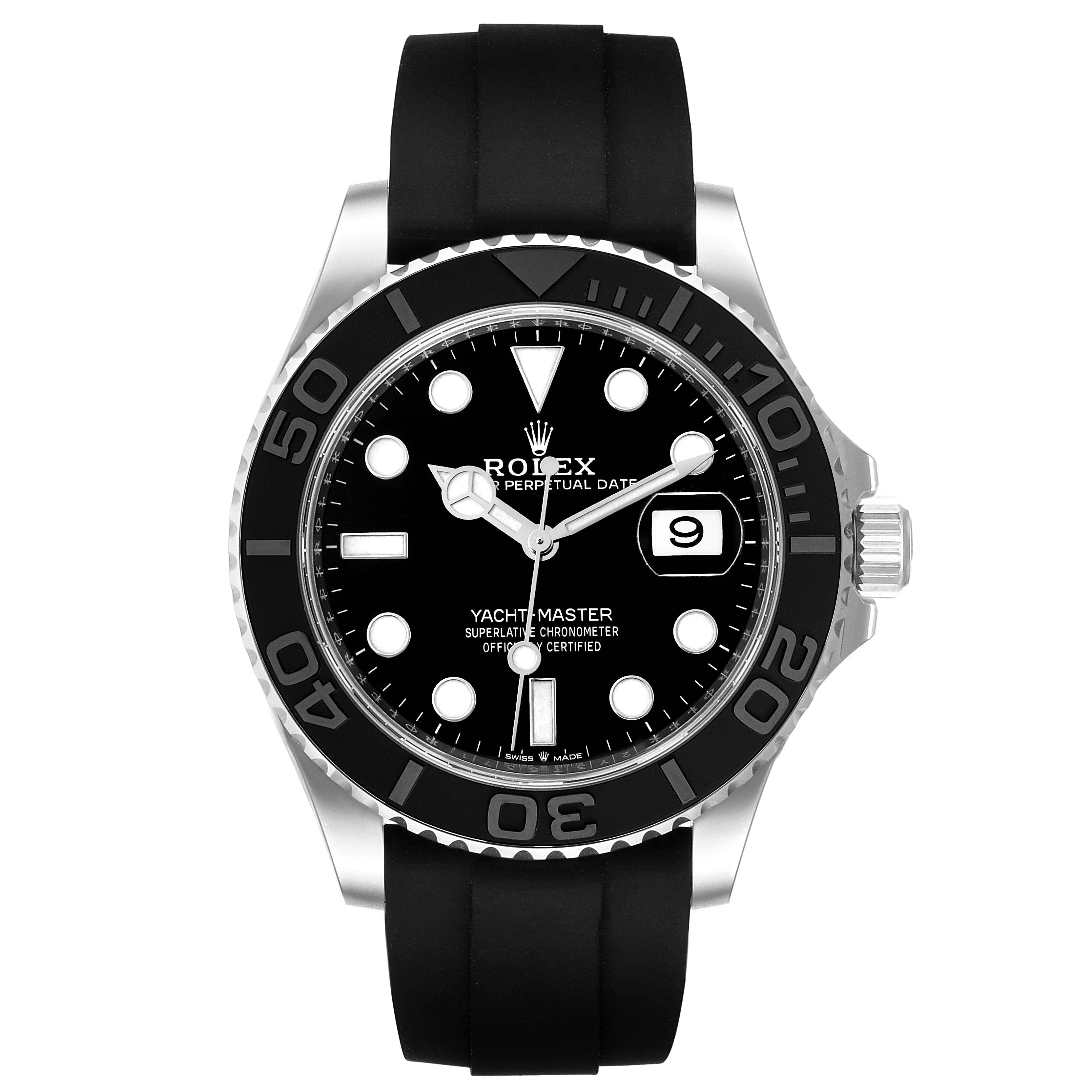 Rolex Yachtmaster White Gold Oysterflex Bracelet Watch 226659 Box Card